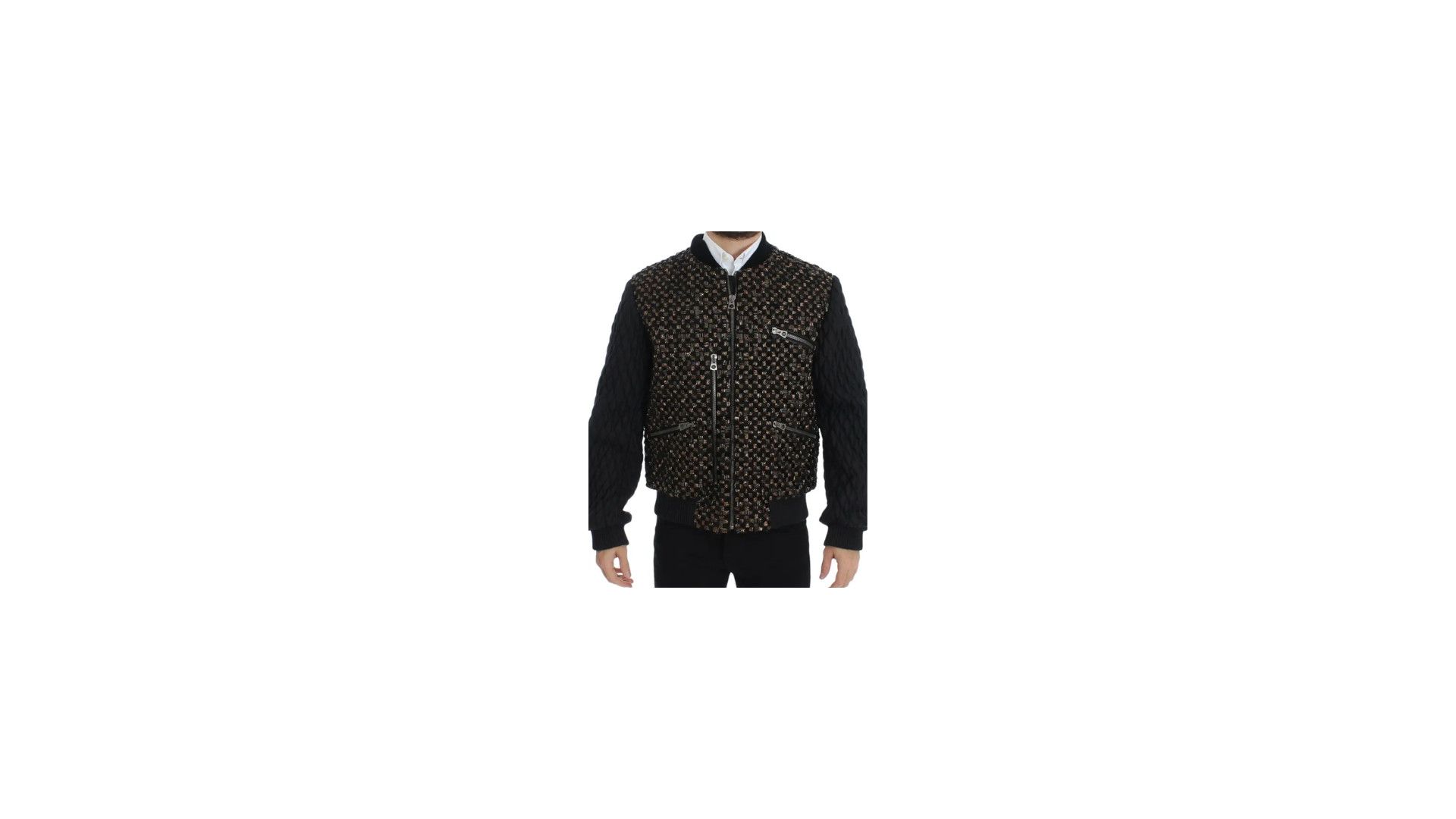Dolce & Gabbana Black Sequined Goatskin Jacket Size US M / EU 48-50 / 2 - 1 Preview