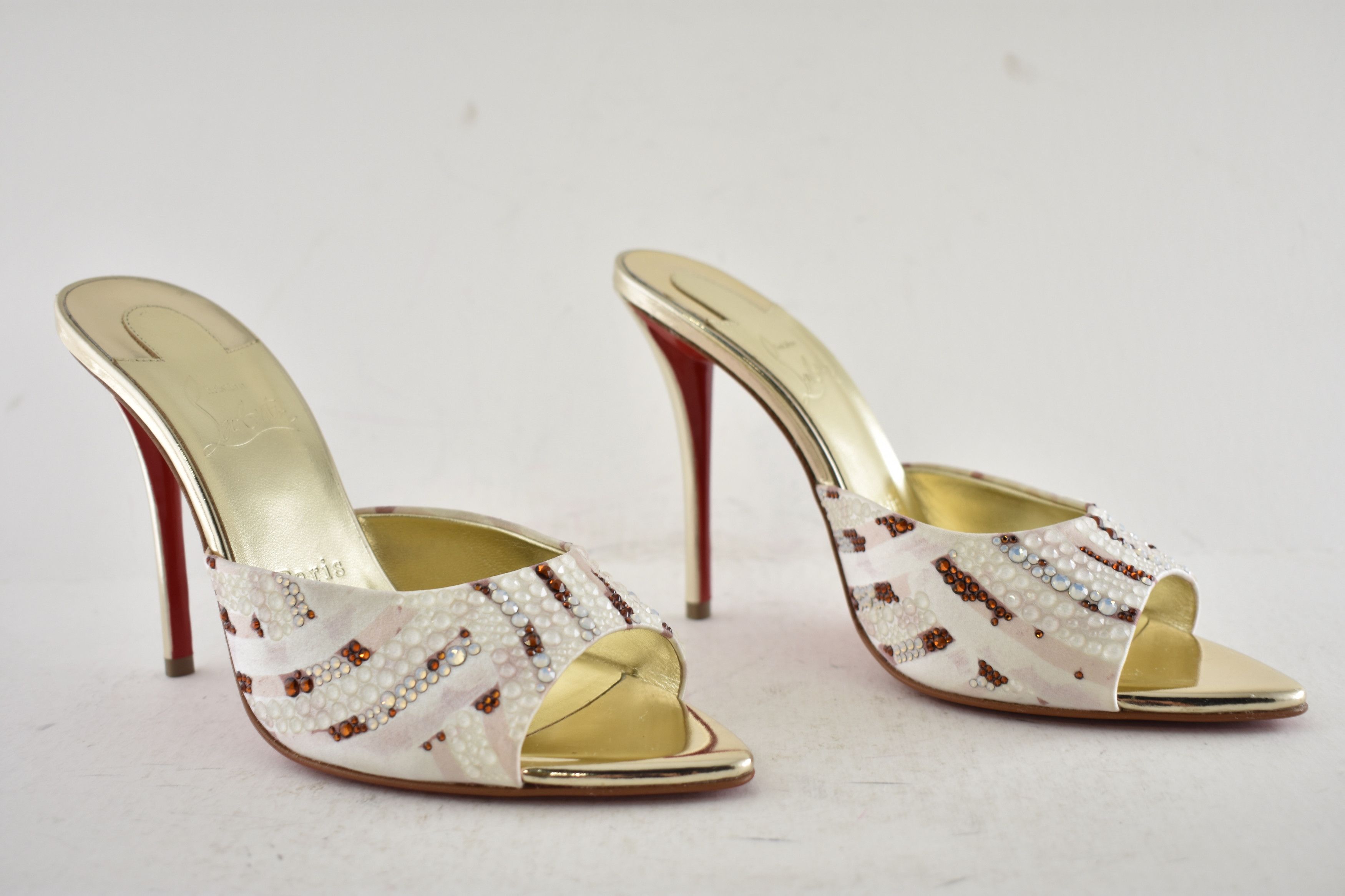 Christian Louboutin Miss Z Mule Gaagal Strass 100 Backless Sandal Heel Pump 37 Size US 7 / IT 37 - 7 Thumbnail