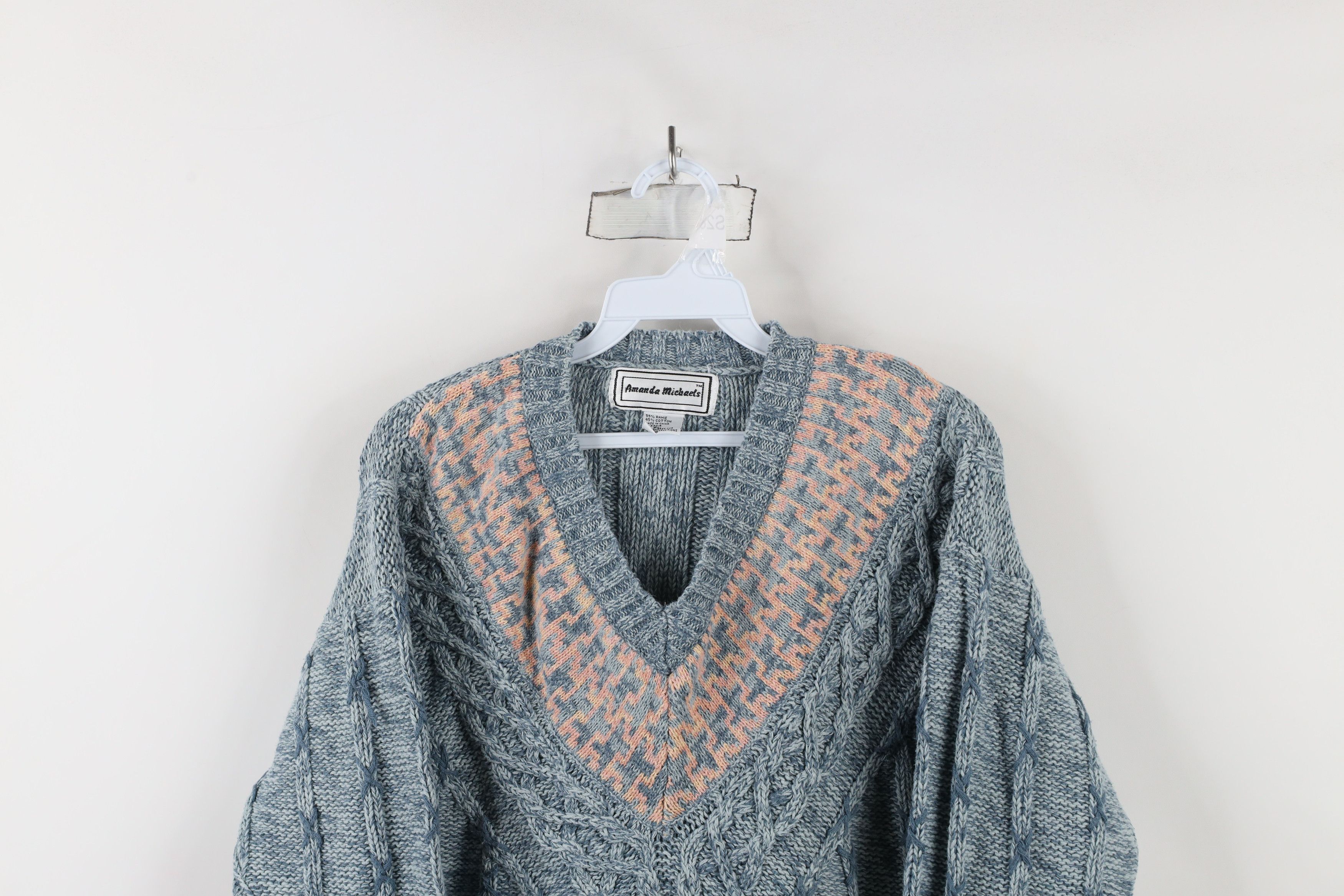 Vintage Vintage 90s Streetwear Dapper Chunky Cable Knit Sweater Blue Size L / US 10 / IT 46 - 2 Thumbnail