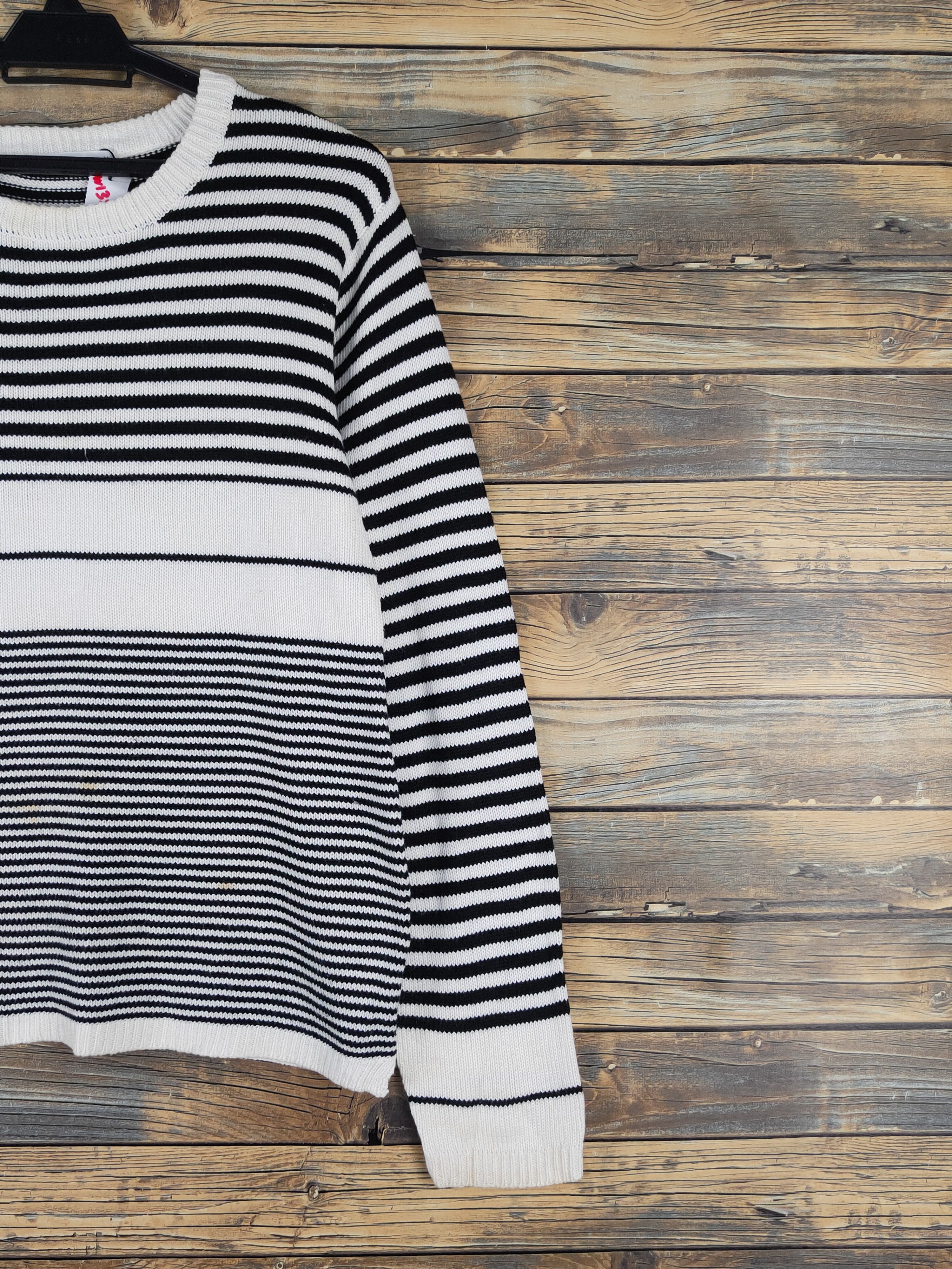 Homespun Knitwear Ikka Black Cream Stripe Knitwear Long Sleeve T-shirts #W1353 Size M / US 6-8 / IT 42-44 - 5 Thumbnail