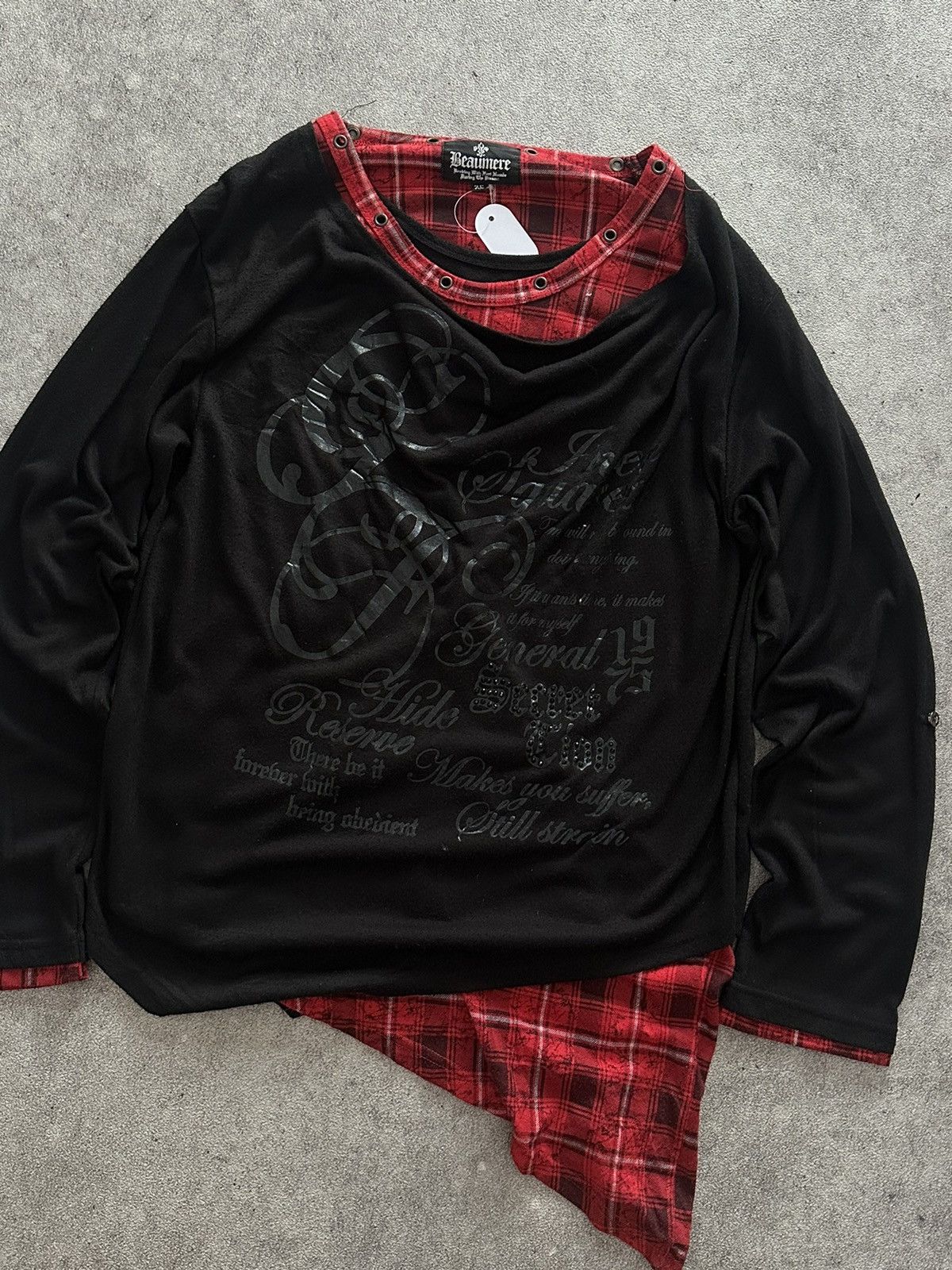 If Six Was Nine Japanese Baumere Double Layer Plaid Studded Punk Tee Size US M / EU 48-50 / 2 - 5 Thumbnail