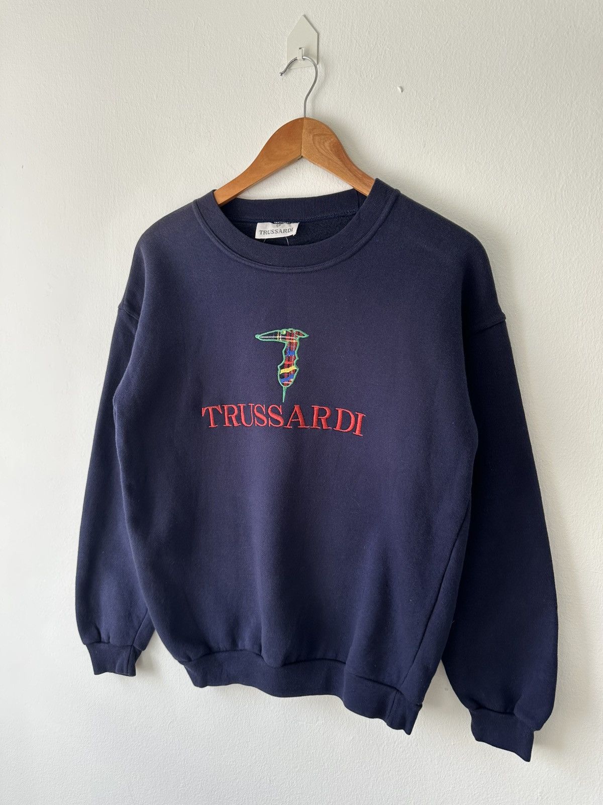 Trussardi Vintage Trussardi Embroidered Logo Sweatshirt Navy Crewneck Size US S / EU 44-46 / 1 - 2 Thumbnail
