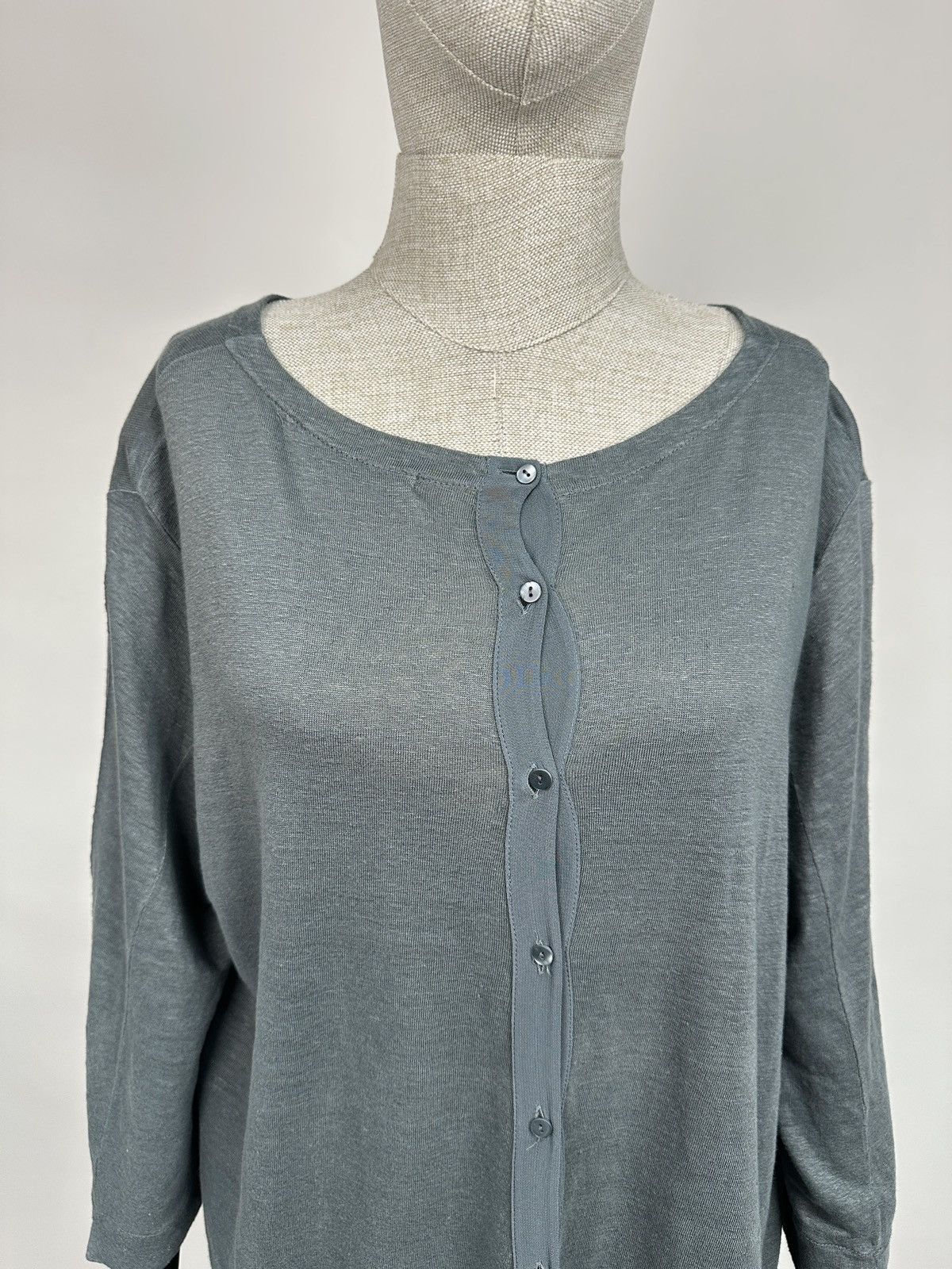 Transit TRANSIT PAR SUCH Linen Blend Gray Cardigan 3/4 Sleeve Top Size XL / US 12-14 / IT 48-50 - 5 Thumbnail