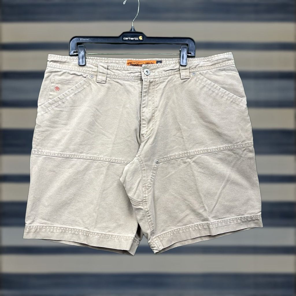 Vintage Jesse James Shorts Mens 42 Tan Carpenter 11" Washed Duck Canvas Workwear Khaki Cargo Pocket Pockets Logo Size US 42 / EU 58 - 1 Thumbnail