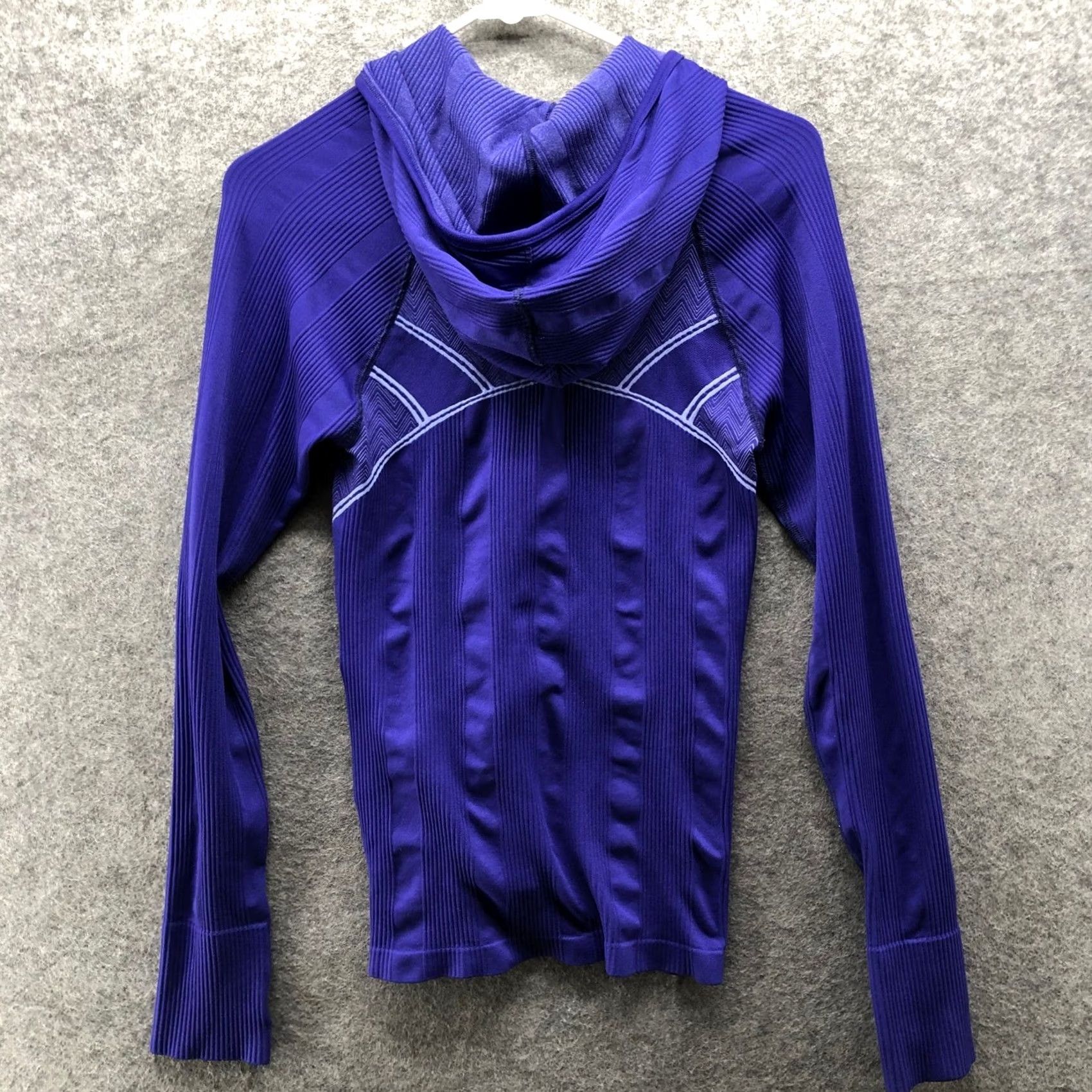 Athleta Athleta Hoodie Womens S Blue Seamless Full Zip Fitted Athletic Ruched Thumbholes Size S / US 4 / IT 40 - 2 Thumbnail