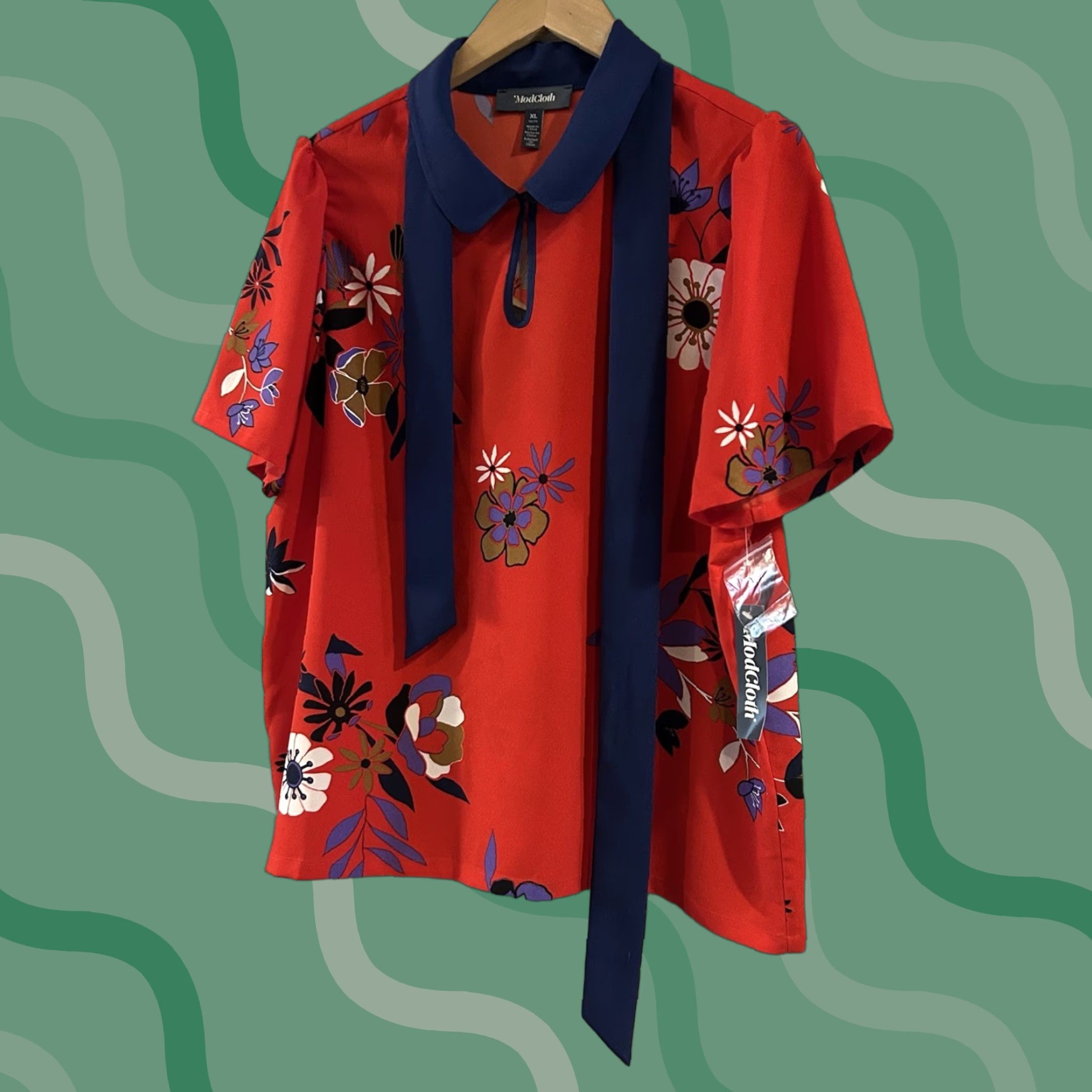 **ModCloth Red Floral Blouse XL** User: ModCloth Red Floral Blouse XL