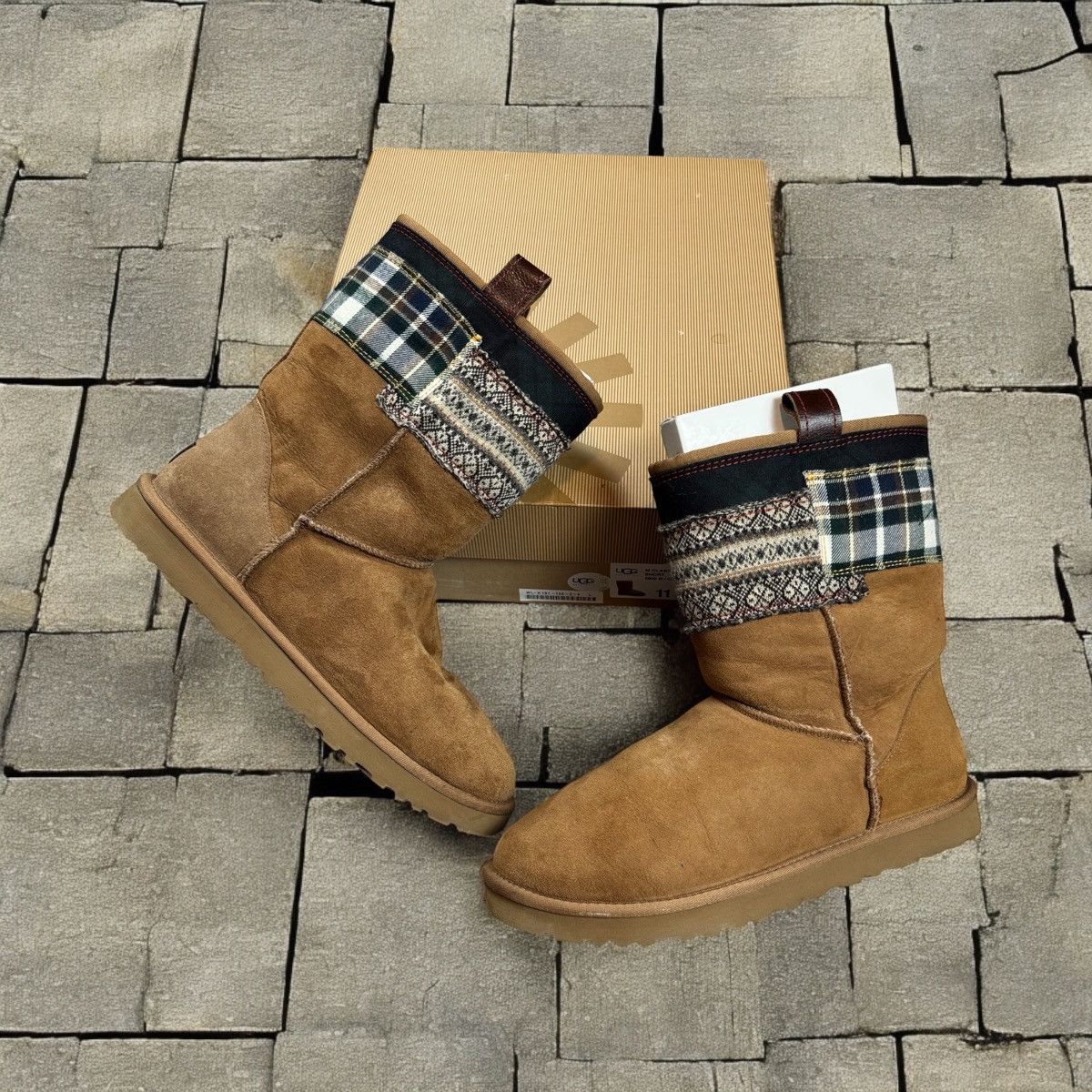 Pre-owned Junya Watanabe X Ugg Aw13 Junya Watanabe Plaid Patchwork Uggs Shoes In Brown