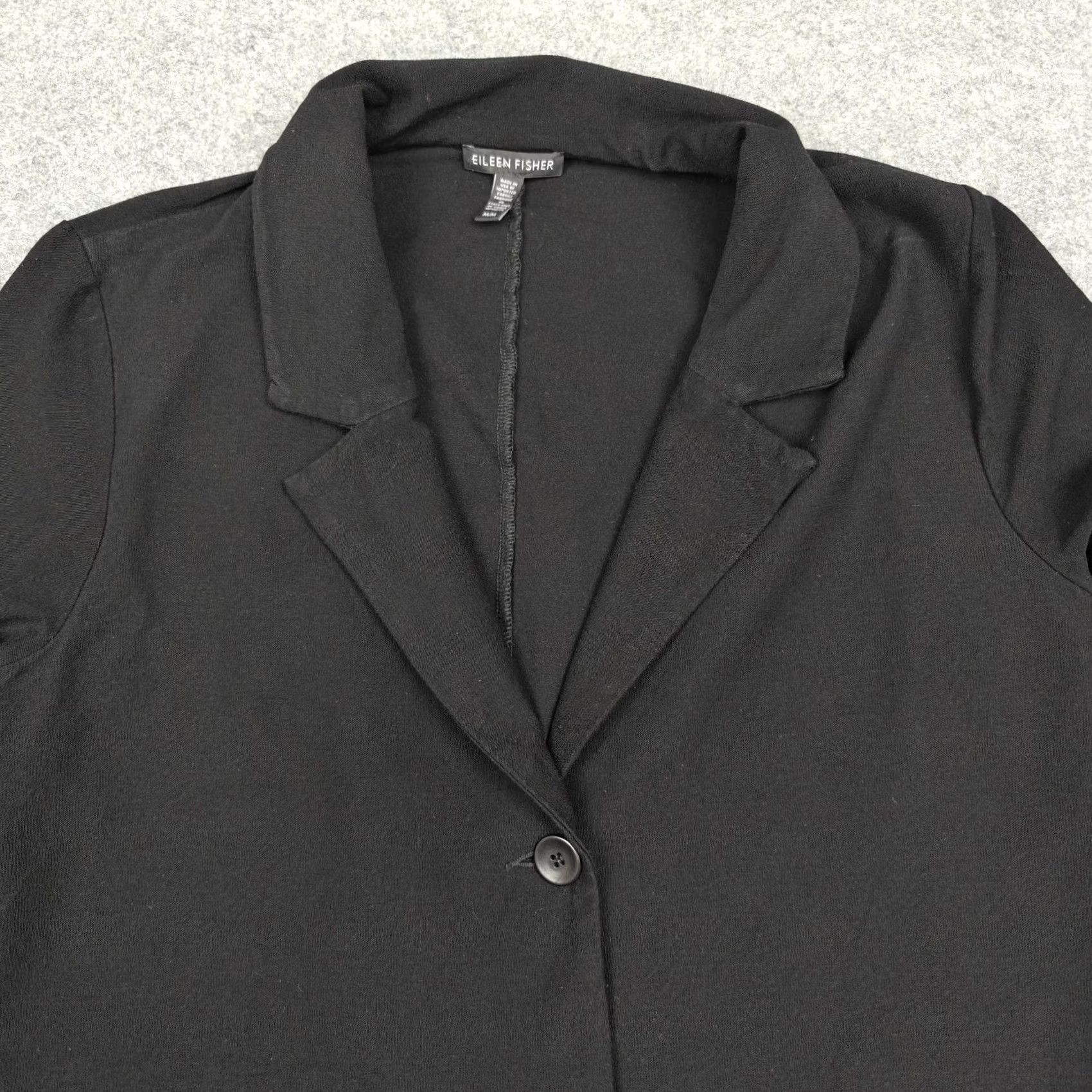 Eileen Fisher Eileen Fisher Blazer Womens M Black Knit Two-Button Stretch Workwear Jacket Size M / US 6-8 / IT 42-44 - 2 Thumbnail