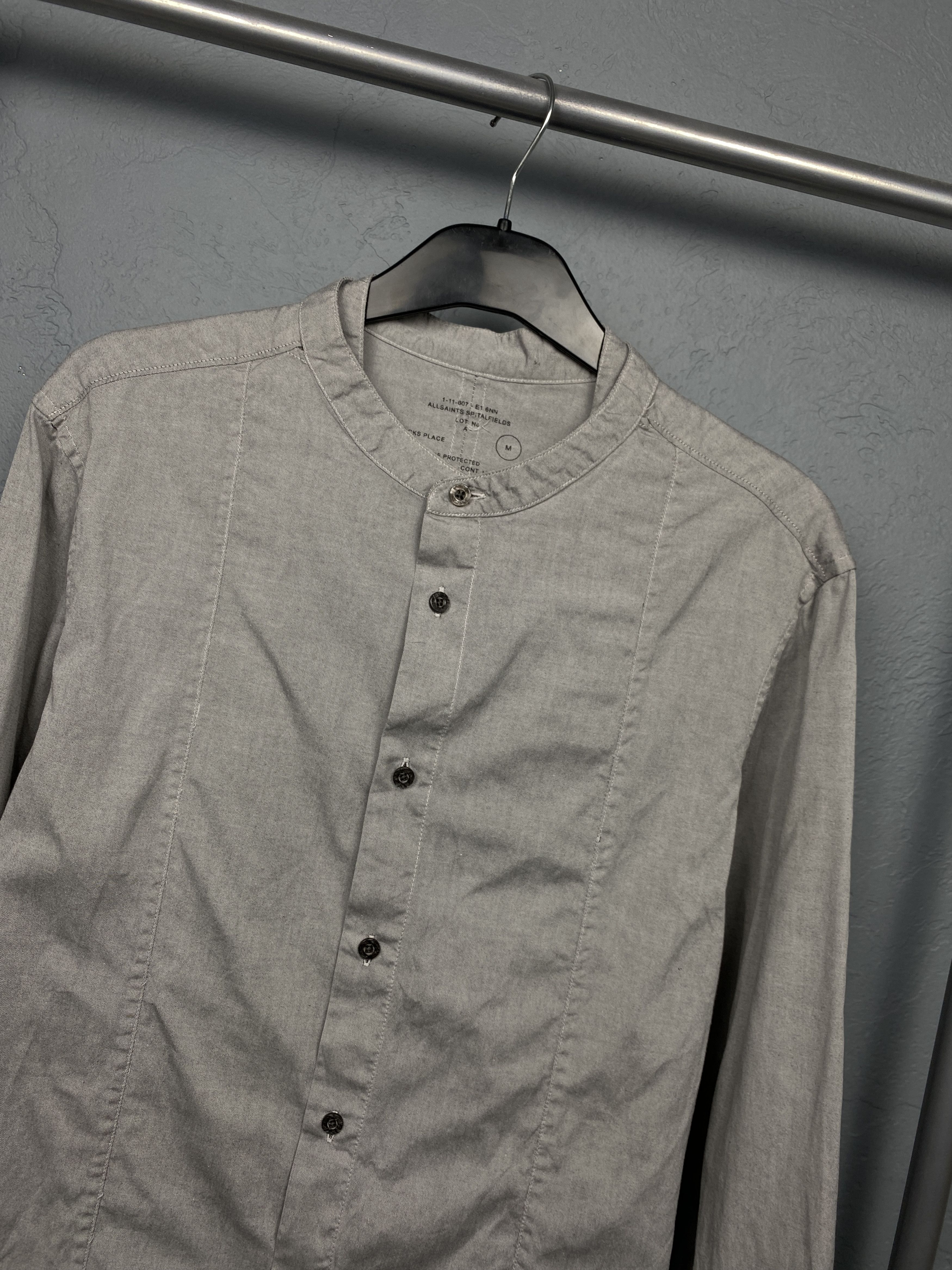 Allsaints Allsaints Vintage Mens Collarless Long Sleeve Shirt Size US M / EU 48-50 / 2 - 2 Thumbnail