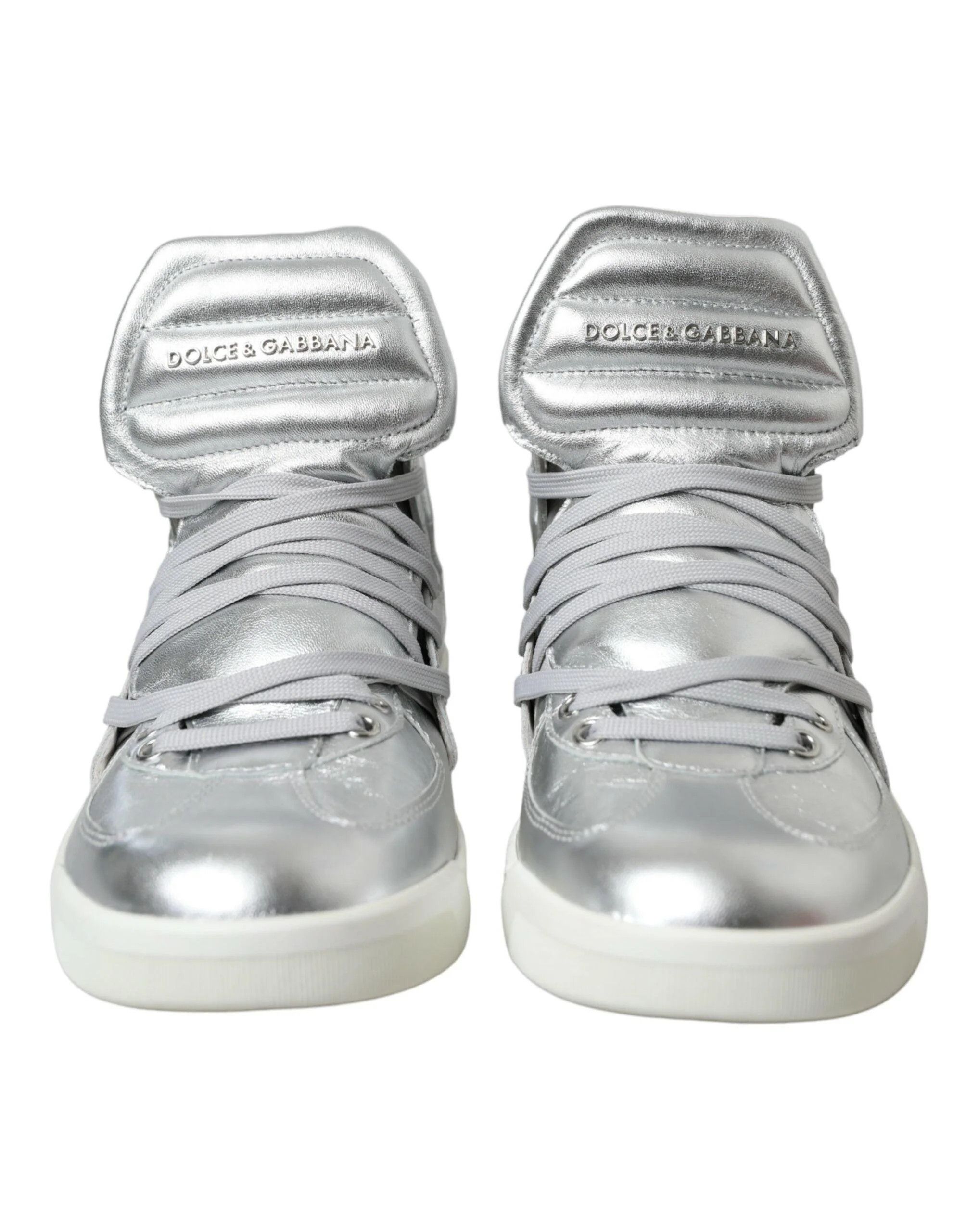 Dolce & Gabbana o1y0125 Logo Hi-Top Sneakers in Silver Size US 6.5 / EU 39-40 - 8 Thumbnail