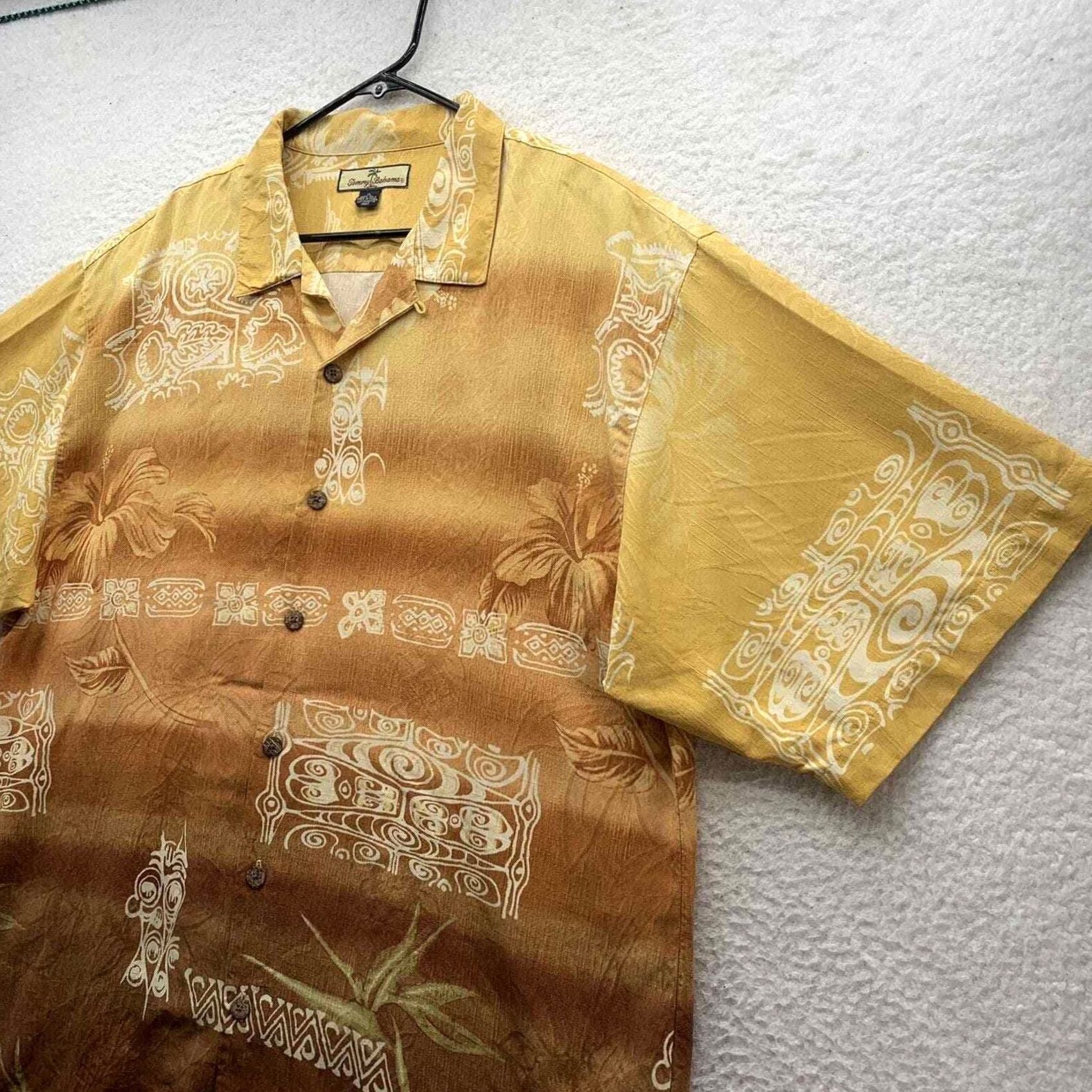Tommy Bahama Tommy Bahama Shirt Mens XL Hawaiian Silk Tiki Floral Ombre Dad Orange Size US XL / EU 56 / 4 - 4 Thumbnail