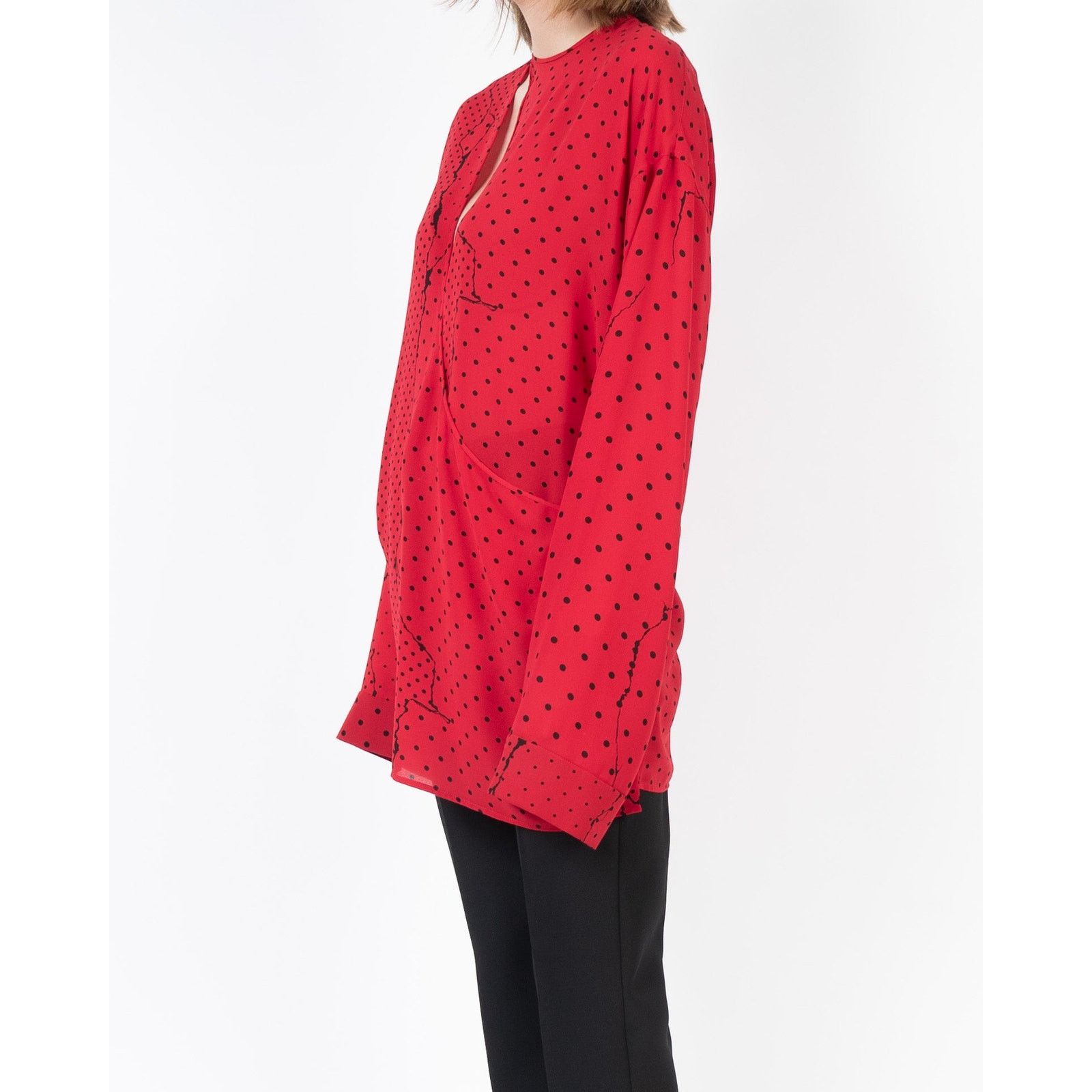 Haider Ackermann SS18 Red Polkadot Silk Shirt Size S / US 4 / IT 40 - 7 Thumbnail