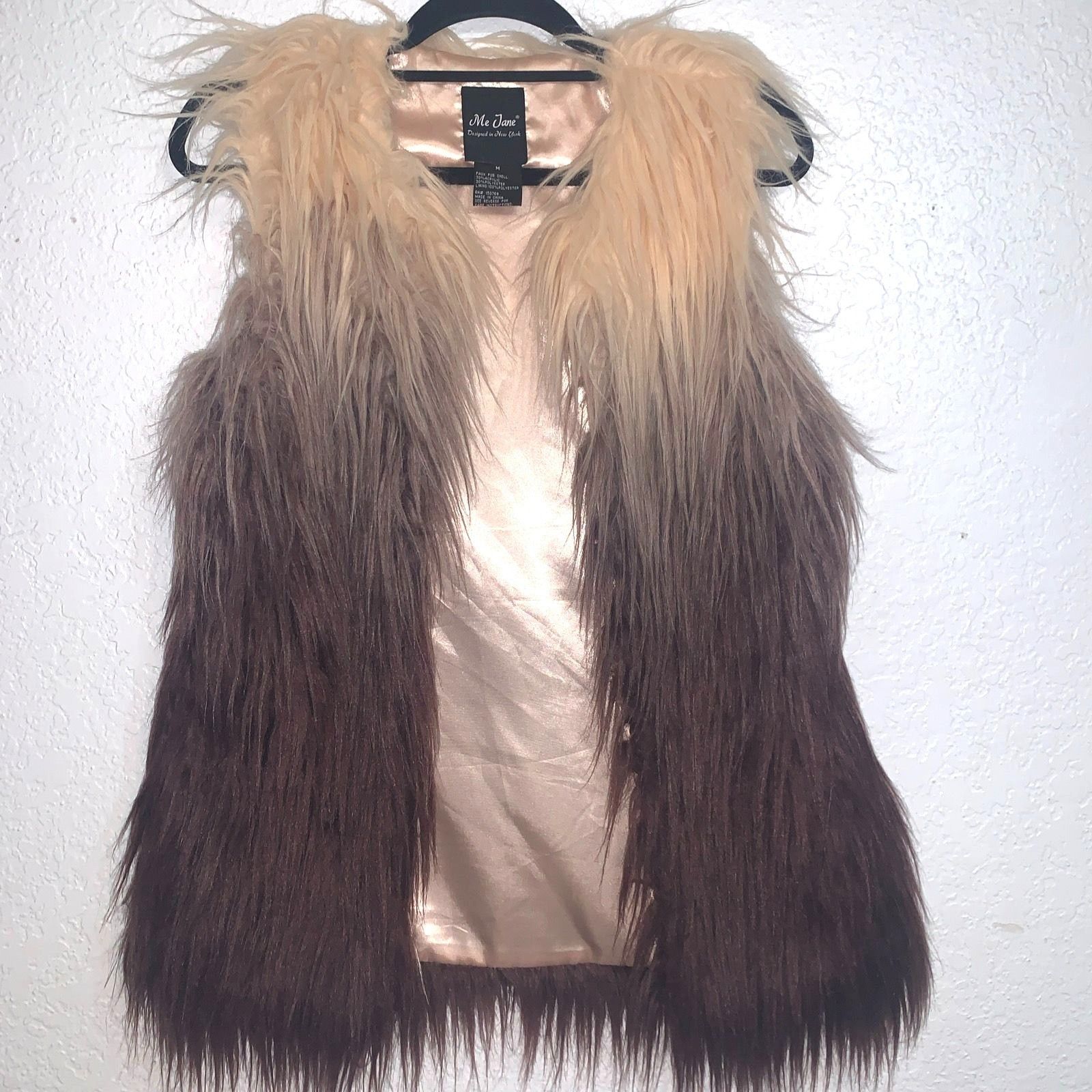 Vintage Me Jane "Almost Famous" Style Ombre' Faux Fur Vest Satin Lin Size M / US 6-8 / IT 42-44 - 1 Thumbnail