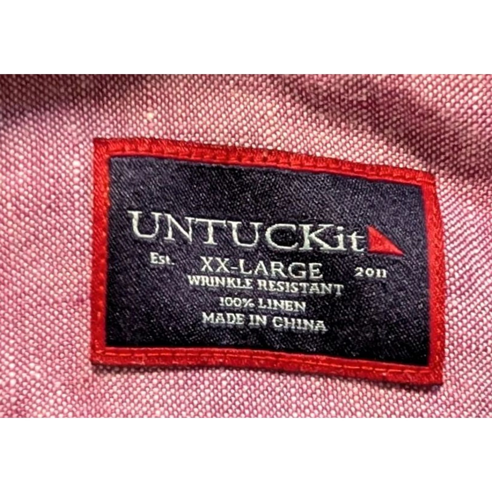 UNTUCKit UNTUCKit Shirt Adults 2XL Pink Wrinkle Resistant Linen Short Sleeve Button-Down Collared Casual Modern Button-Up Shirt Men Size US XXL / EU 58 / 5 - 3 Thumbnail