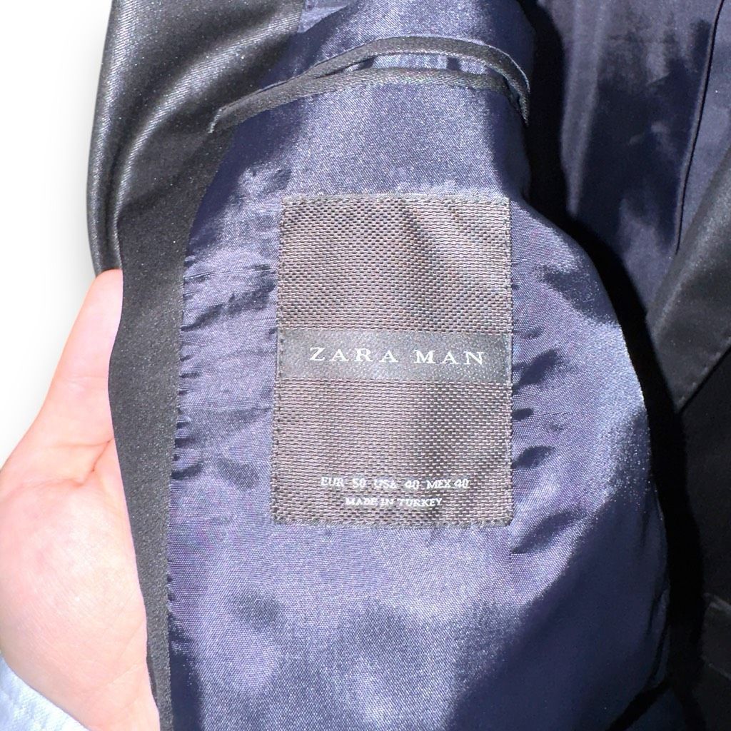 Zara NWT Zara Men’s Shiny Tuxedo Jacket Sz Size 40 Size 40R - 5 Thumbnail