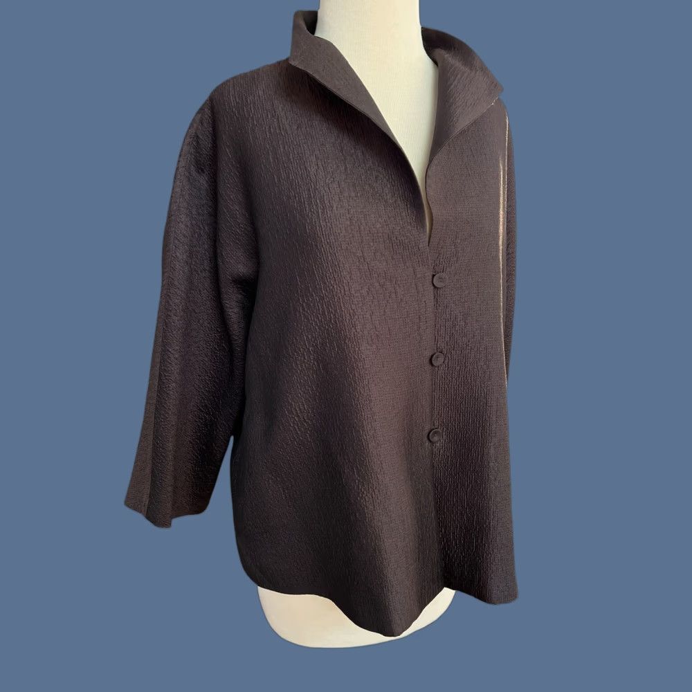 Eileen Fisher Eileen Fisher Woman Jacket Medium Brown Fabric Buttons Funnel Neck Size M / US 6-8 / IT 42-44 - 1 Thumbnail