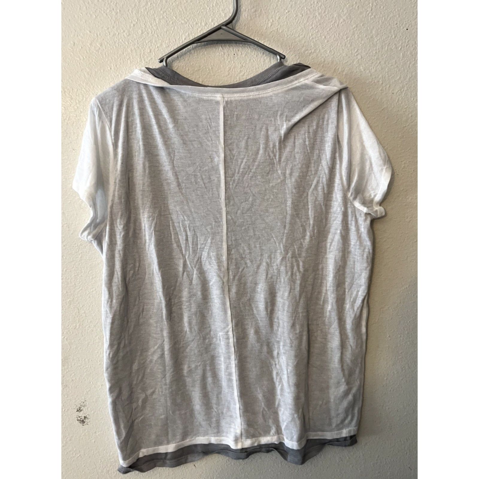 DKNY DKNY Jeans Shirt Women 2XL Gray/White Scoop Neck Short Sleeve Layered T-Shirt Womens Size XXL / US 16-18 / IT 52-54 - 3 Thumbnail