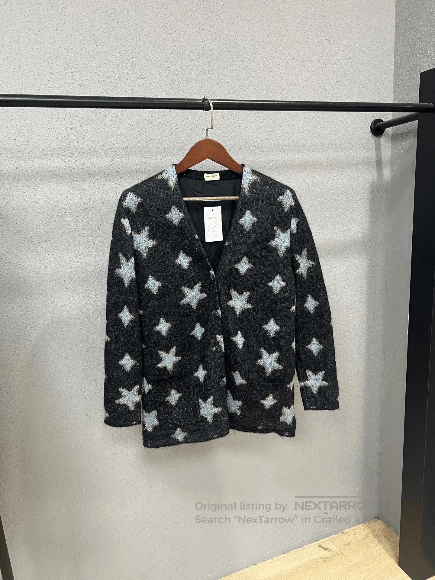 Saint Laurent Paris Slp Black Blue Star Cardigan. Size XS / US 0-2 / IT 36-38 - 1 Thumbnail