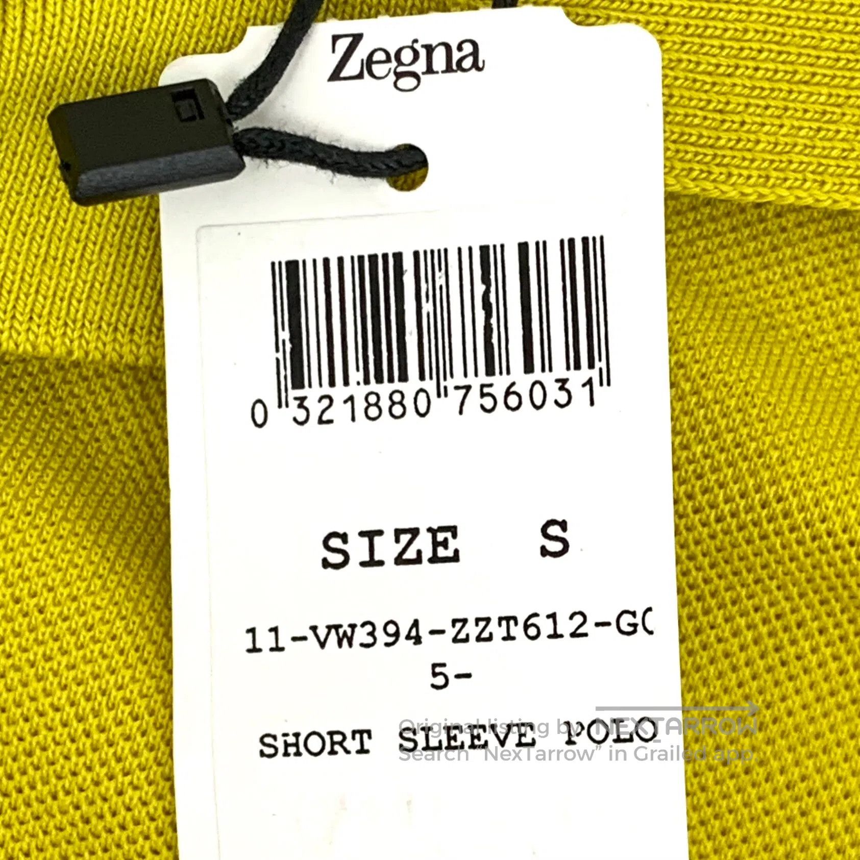 Ermenegildo Zegna Zegna Yellow Logo Patch Wool Collar Short Sleeve T-Shirt| Size US S / EU 44-46 / 1 - 9 Thumbnail