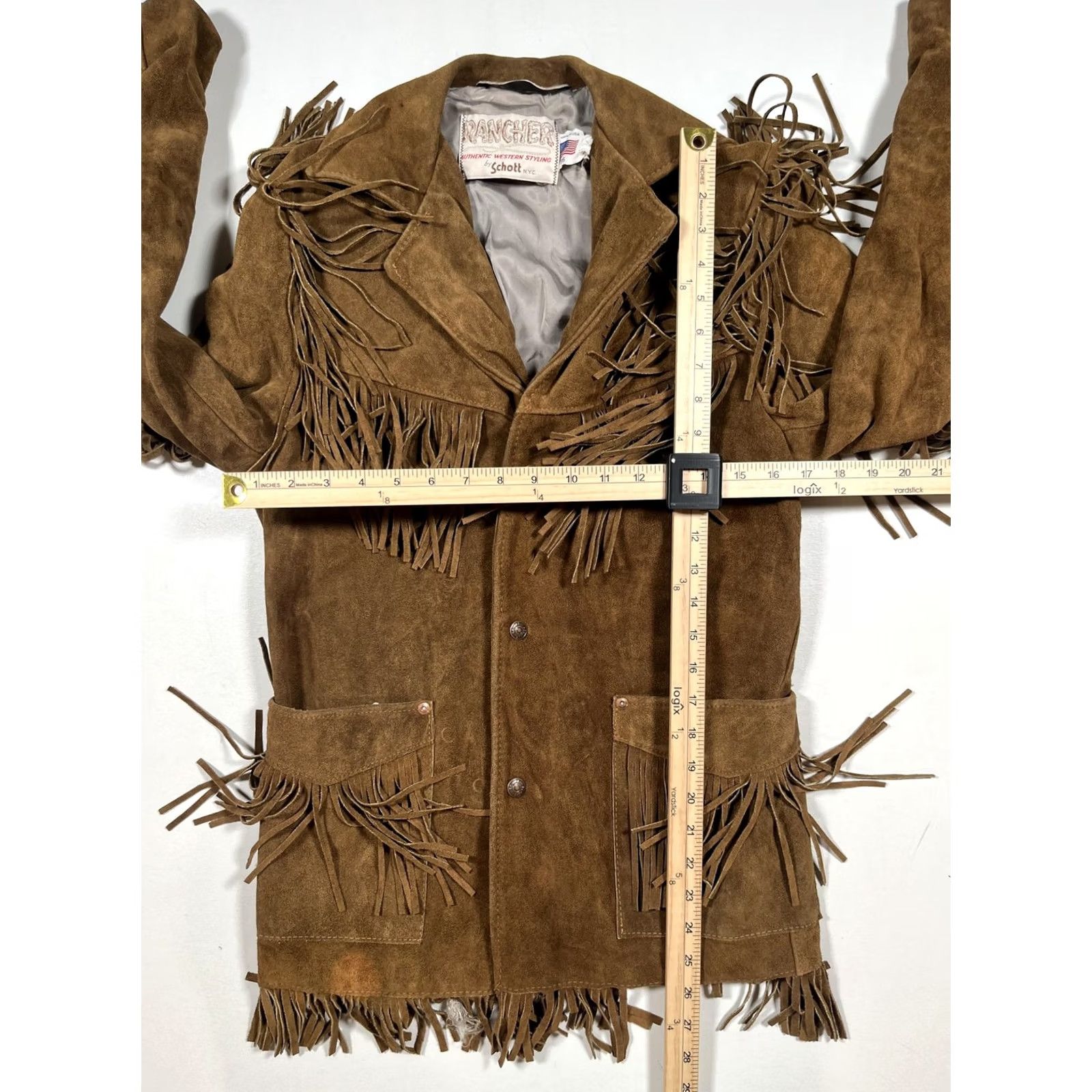 Schott VINTAGE Schott Rancher Coat Mens 36 Brown Suede Fringe Western Cowboy USA Coat Size US XXS / EU 40 - 4 Thumbnail