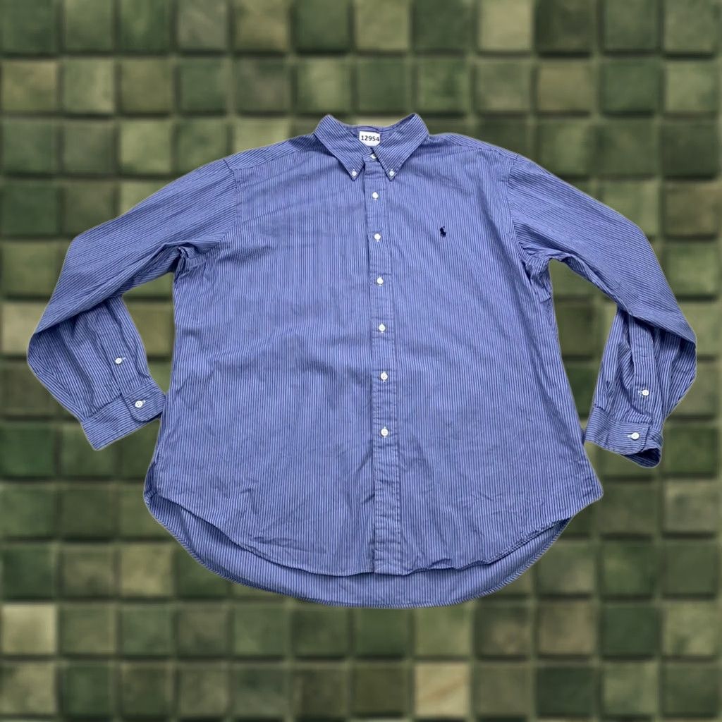 Ralph Lauren VINTAGE Ralph Lauren Button-Down Shirt Striped 90s Blue 2XL Mens Classic Fit Long Sleeve Button Up Shirt Size US XXL / EU 58 / 5 - 1 Thumbnail