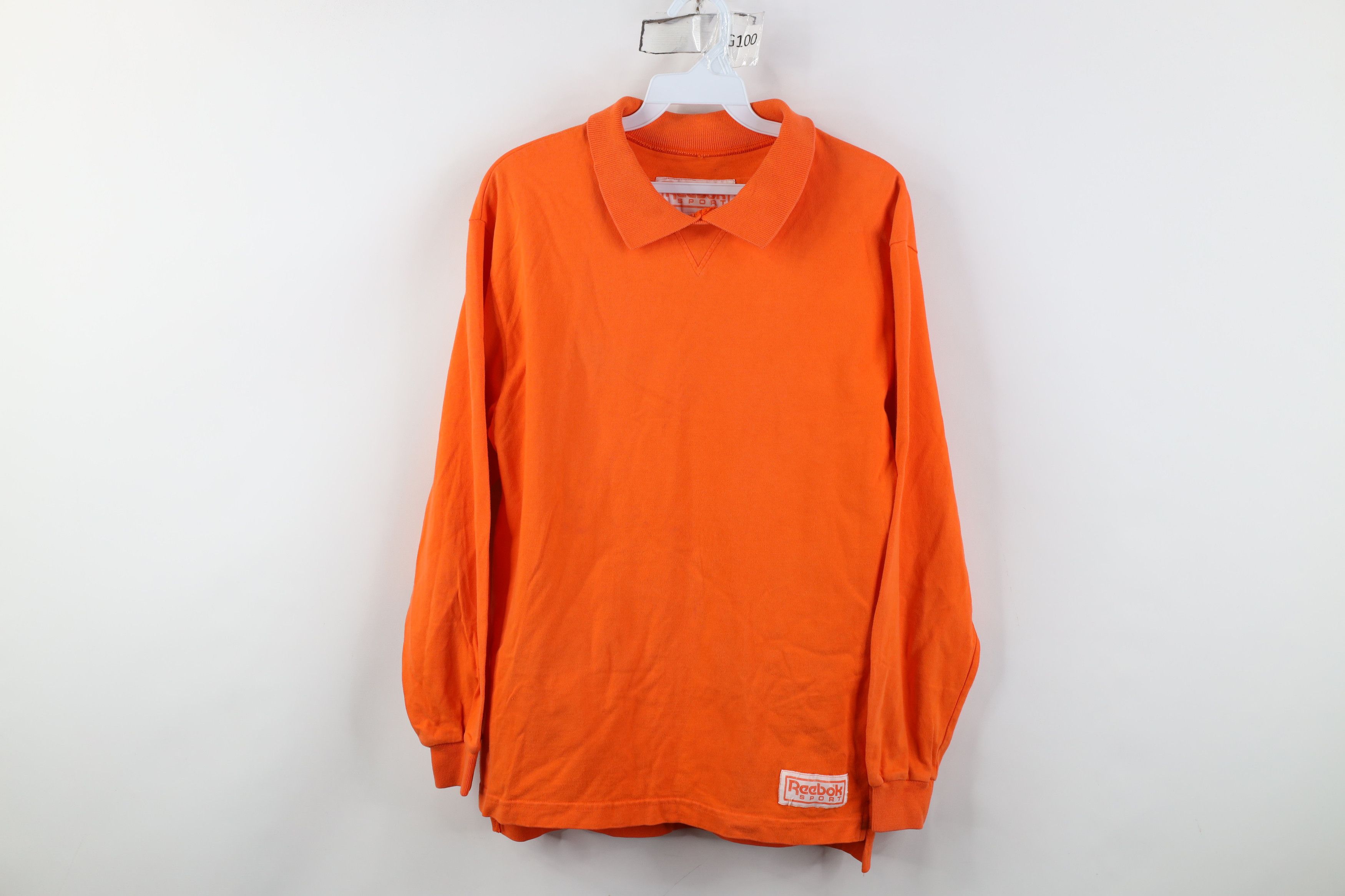 Reebok Vintage 90s Reebok Sport Spell Long Sleeve Rugby Polo Orange Size US S / EU 44-46 / 1 - 1 Thumbnail