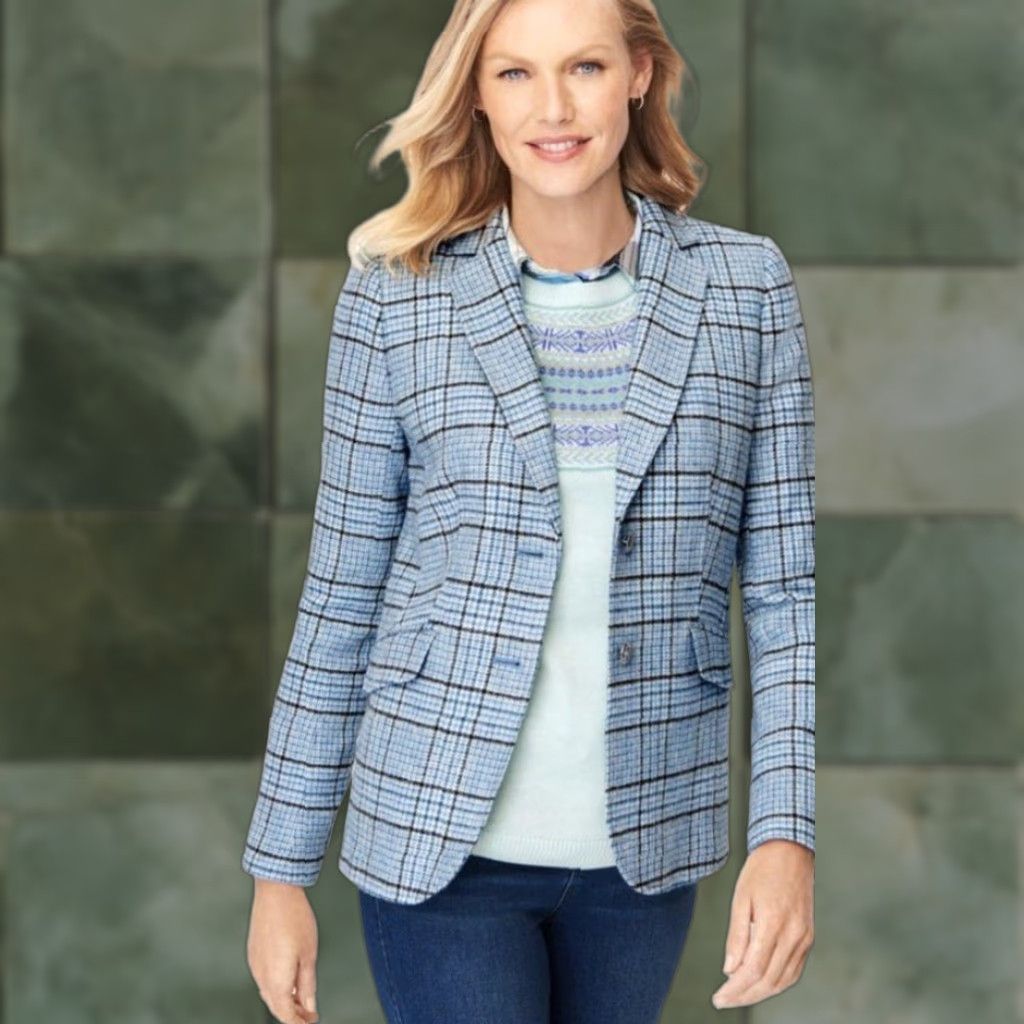 Talbots VINTAGE Talbots Women's Blazer Short Wool Blend Shetland Plaid 8 Formal Fall Spring Winter Size M / US 6-8 / IT 42-44 - 1 Thumbnail