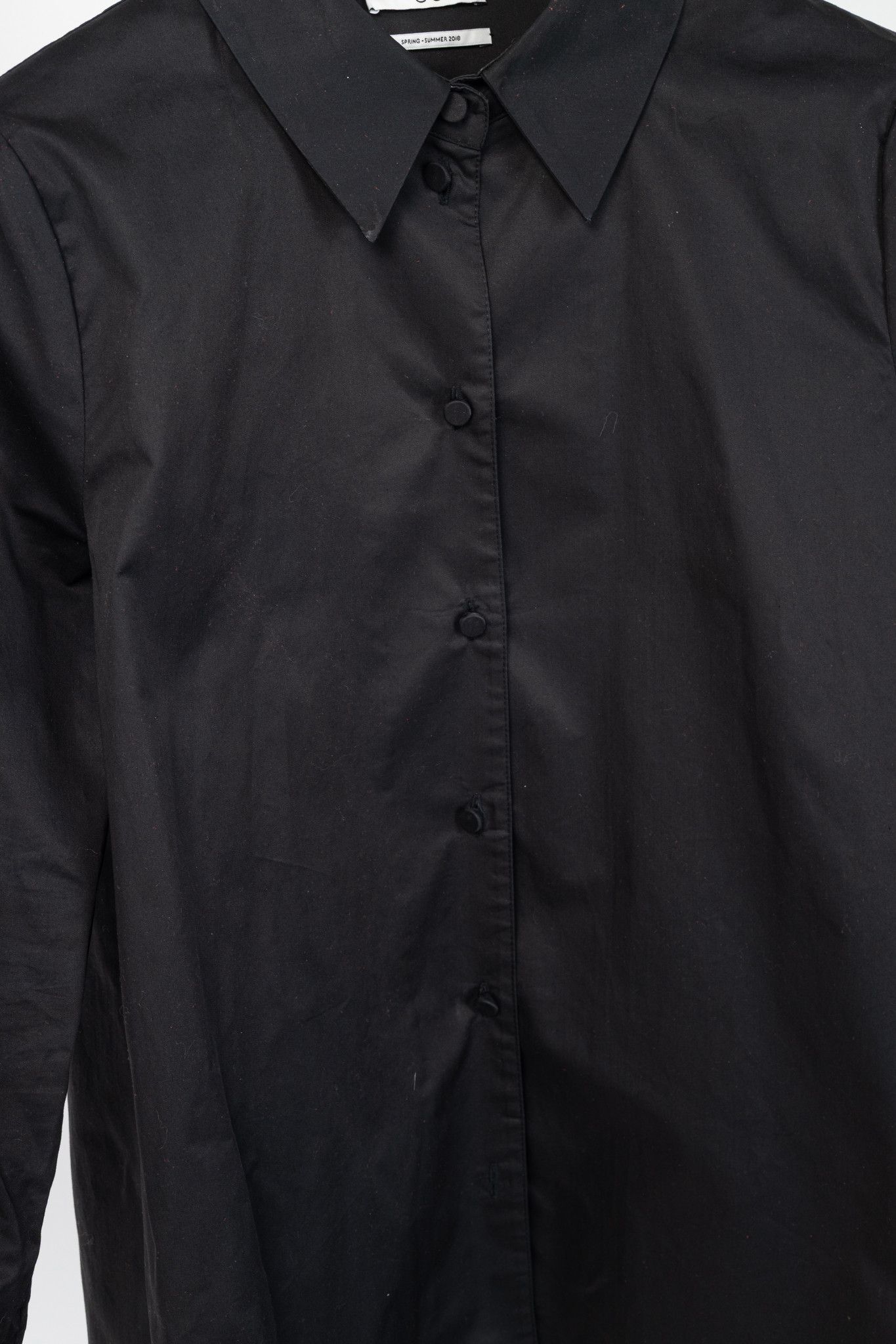 CO Co SS18 Black Cotton Poplin Pleated-Back Shirt Size M / US 6-8 / IT 42-44 - 8 Thumbnail