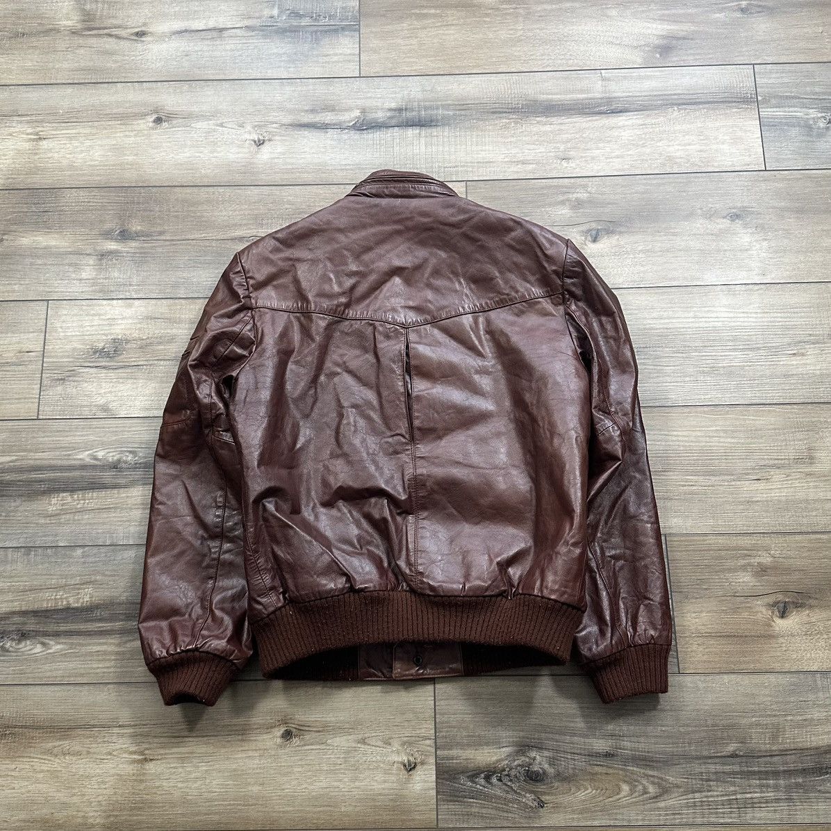 Other Vintage 90s Chess King Leather Sherpa Lined Bomber Jacket Size US L / EU 52-54 / 3 - 6 Thumbnail