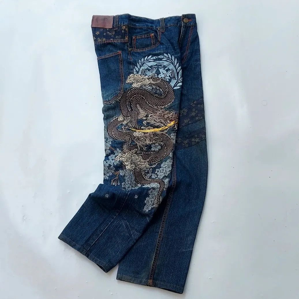 Designer × Japanese Brand Vintage Karakuri Tamashi Dragon Ryu Tatto Art Size US 32 / EU 48 - 1 Thumbnail