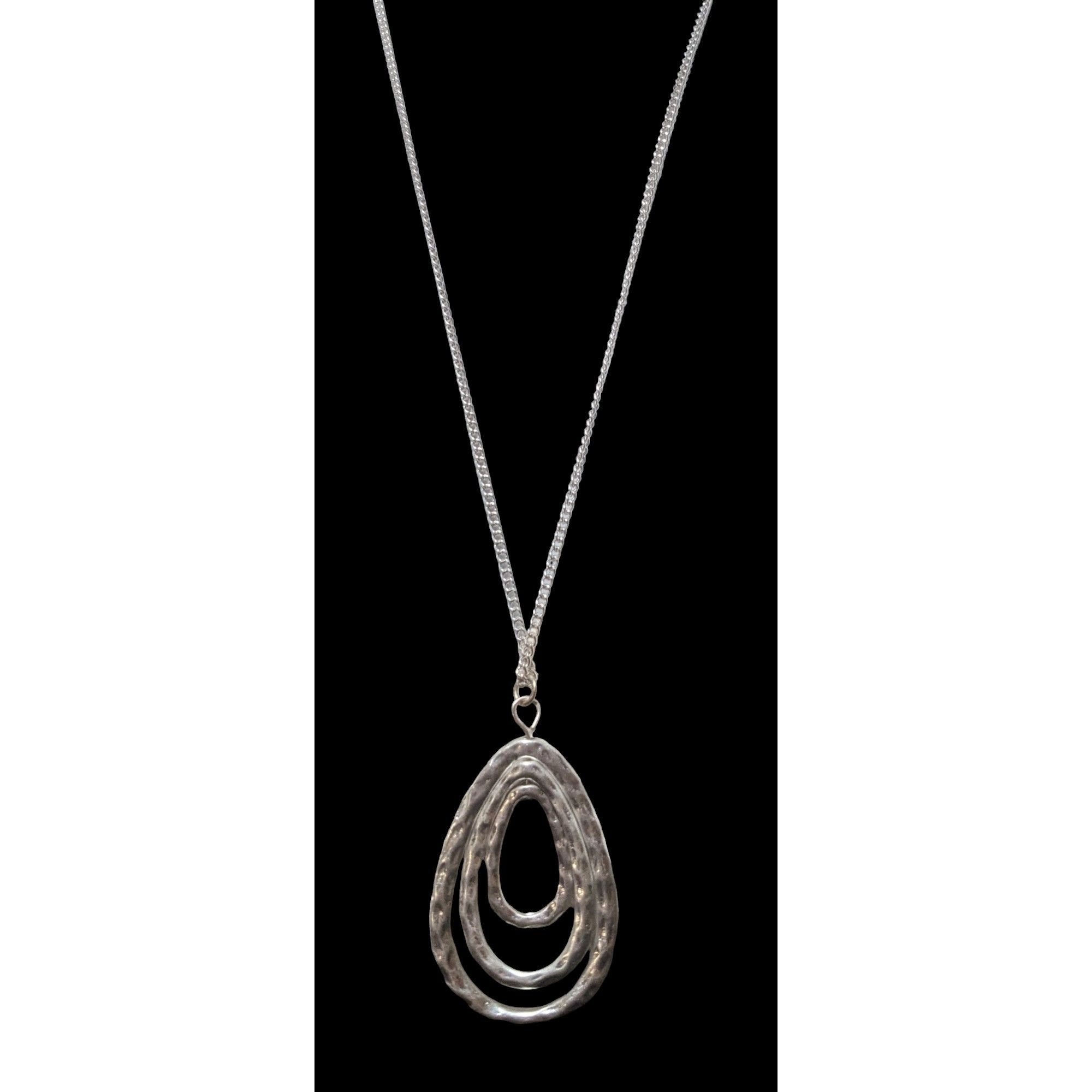 Other Silver Hammered Teardrop Pendant Necklace Size ONE SIZE - 2 Thumbnail