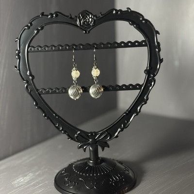 The Unbranded Brand A66 Silver Tone Swirl Bead Dangle Earrings with Frosted bead Size ONE SIZE - 2 Thumbnail