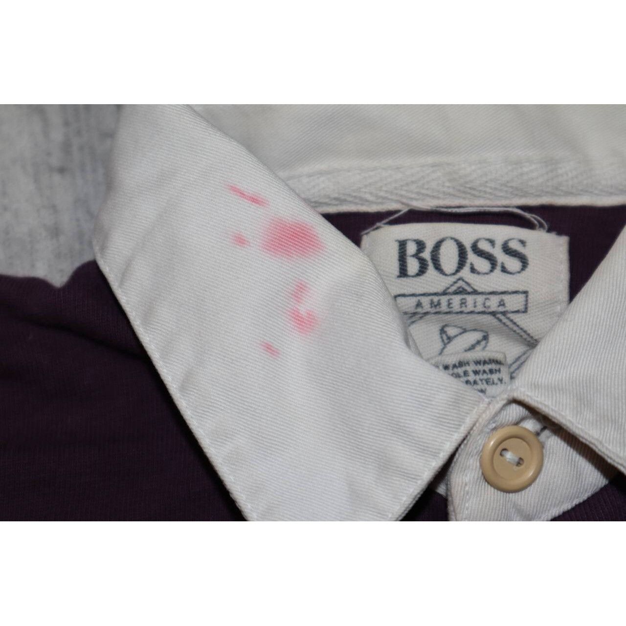 Hugo Boss Vintage 90s Hugo Boss America Rugby T-Shirt Burgundy/White Size US L / EU 52-54 / 3 - 6 Thumbnail