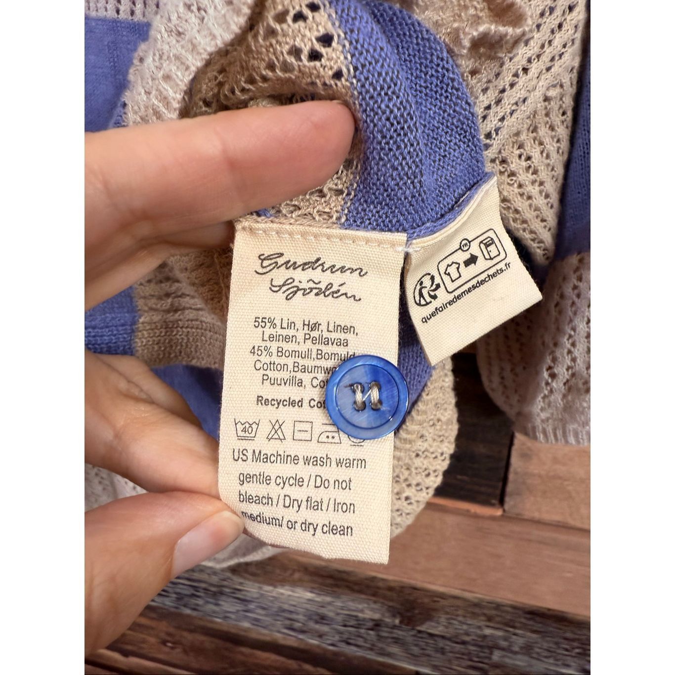 Guru Gudrun Sjoden button front linen blend striped cardigan sweater size Medium Size M / US 6-8 / IT 42-44 - 5 Thumbnail