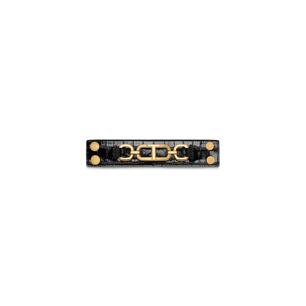 Tom Ford o1loc1c0625 JW078 Size: OS /Leather Cuff Bracelet Black/Gold Size ONE SIZE - 2 Thumbnail