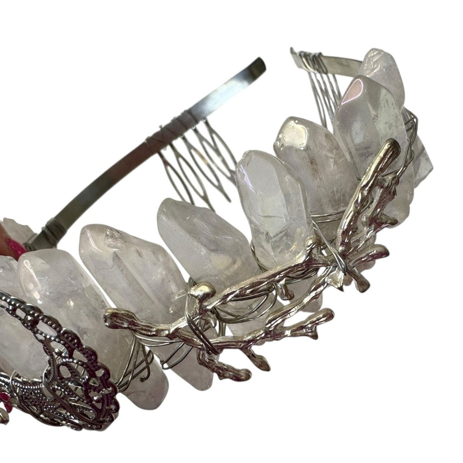 Other Aura Natural Raw Quartz Angel Crystal Goddess Tiara Crown Size ONE SIZE - 15 Thumbnail
