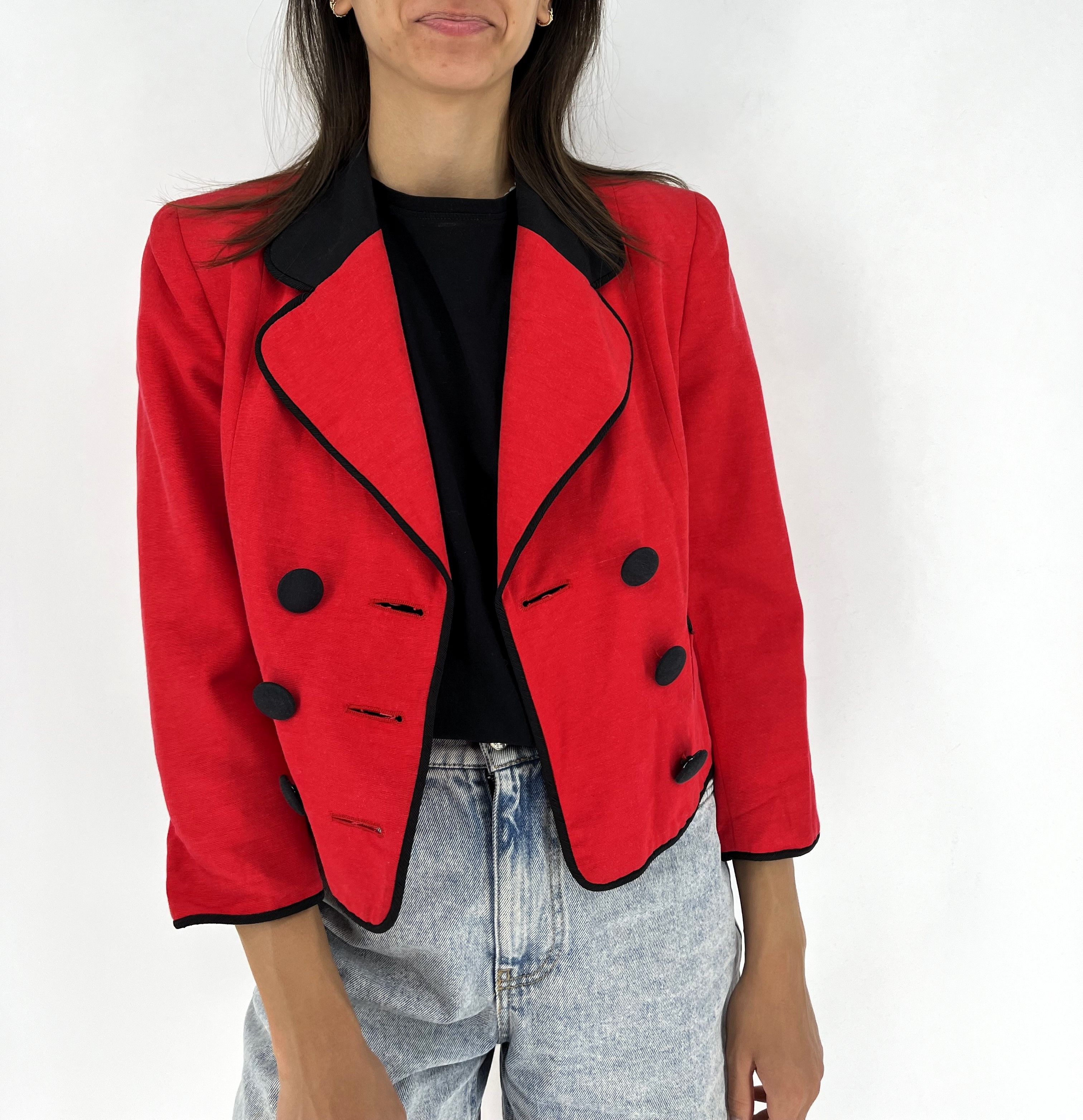 MOSCHINO Cheap and Chic 1990s Red Double Breast Crop Jacket