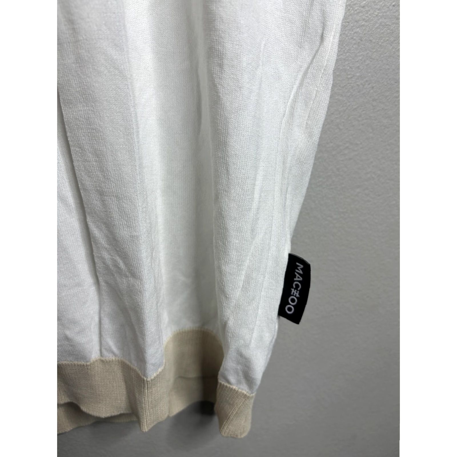 Vintage MACZOO Shirt Mens Medium White Beige Contrast Trim Crewneck Short Sleeve Knit Size US M / EU 48-50 / 2 - 3 Thumbnail