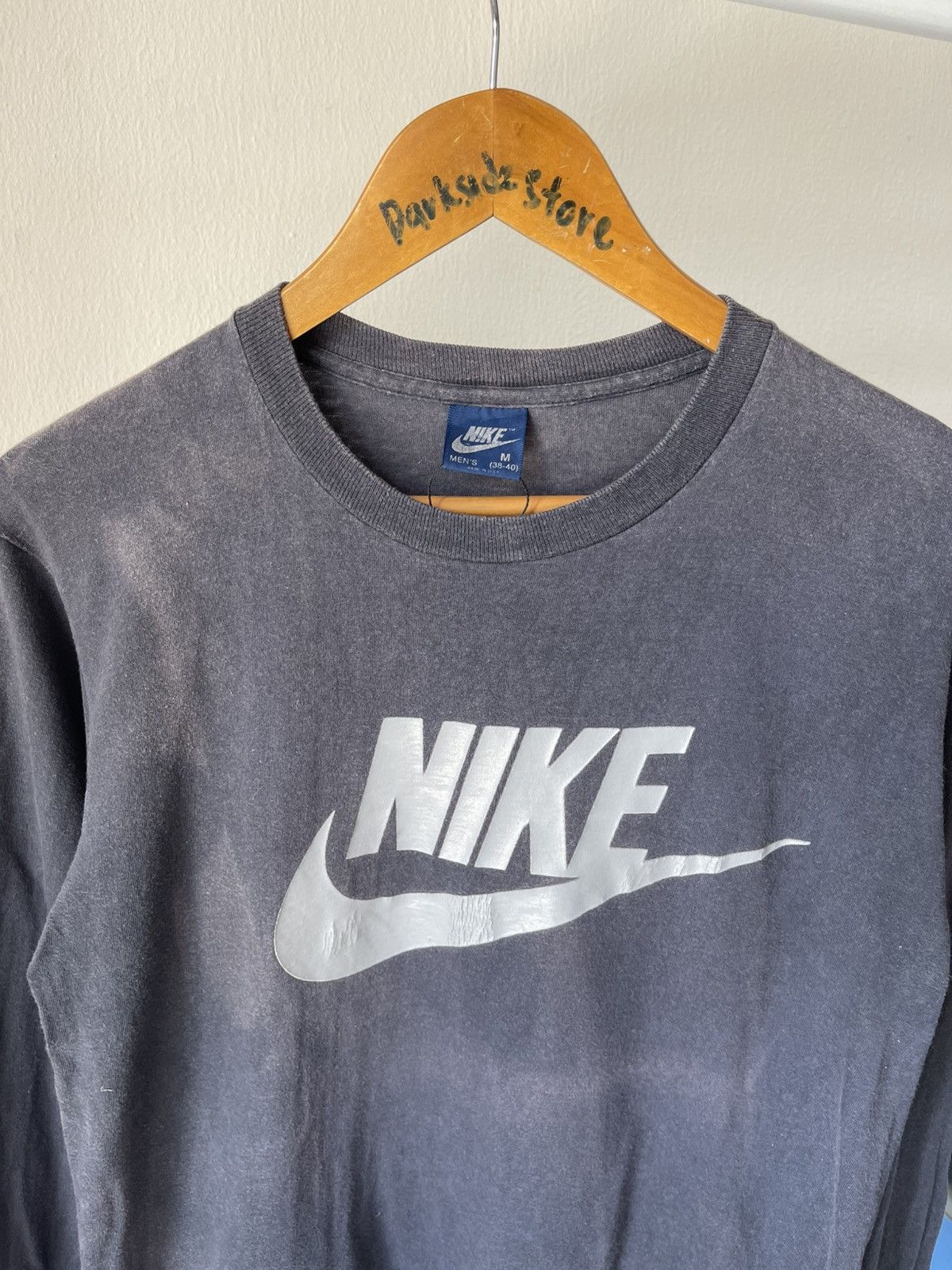 Nike × Vintage 80s Nike Blue Tag Faded Long Sleeve Size US M / EU 48-50 / 2 - 4 Thumbnail