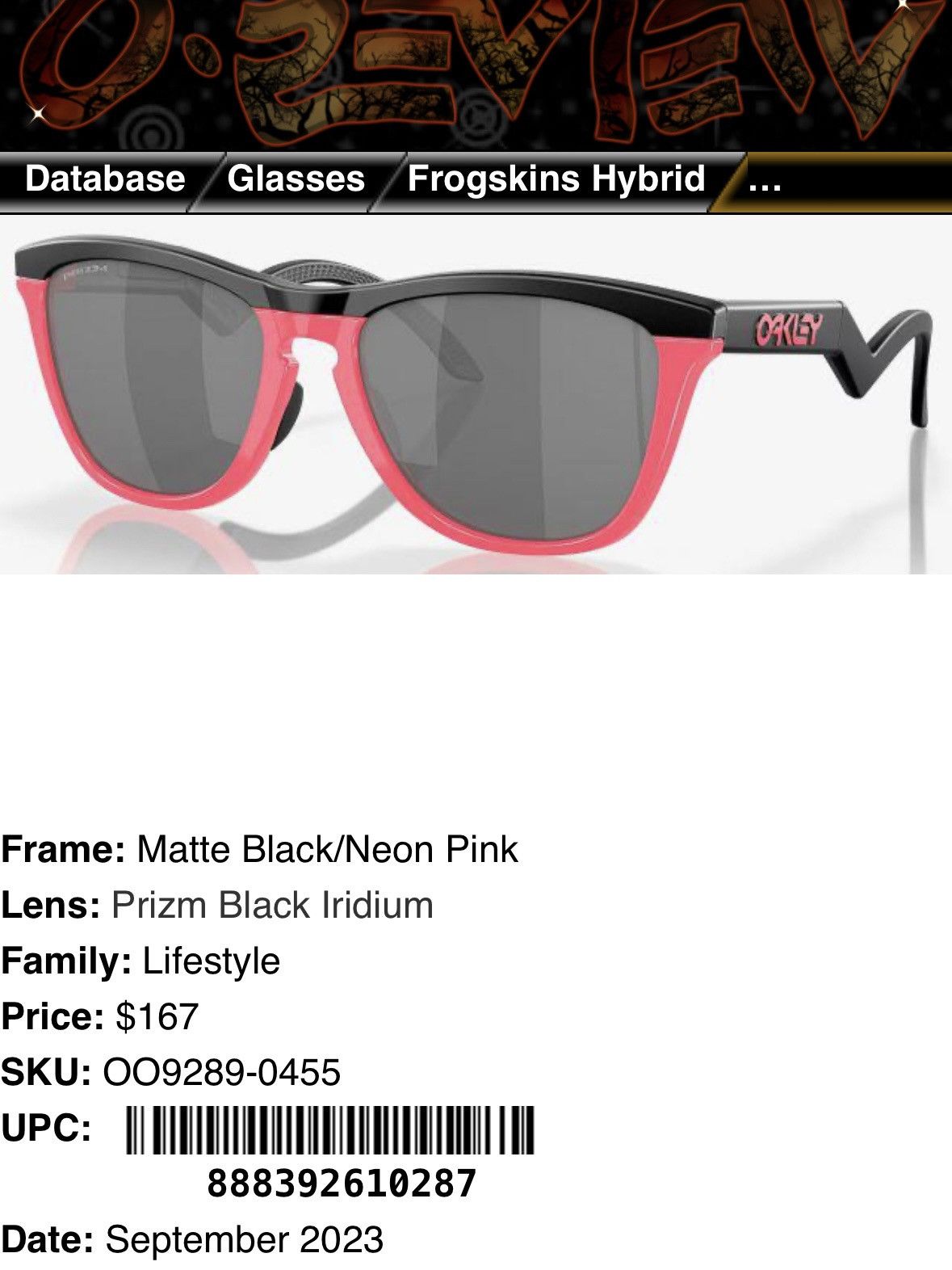 Oakley Oakley Sunglasses Frogskins Hybrid «Matte Black/Neon Pink» Size ONE SIZE - 21 Thumbnail