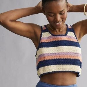 Anthropologie Maeve Crochet Cropped Top With Open Back Tie Detail Size S / US 4 / IT 40 - 1 Thumbnail