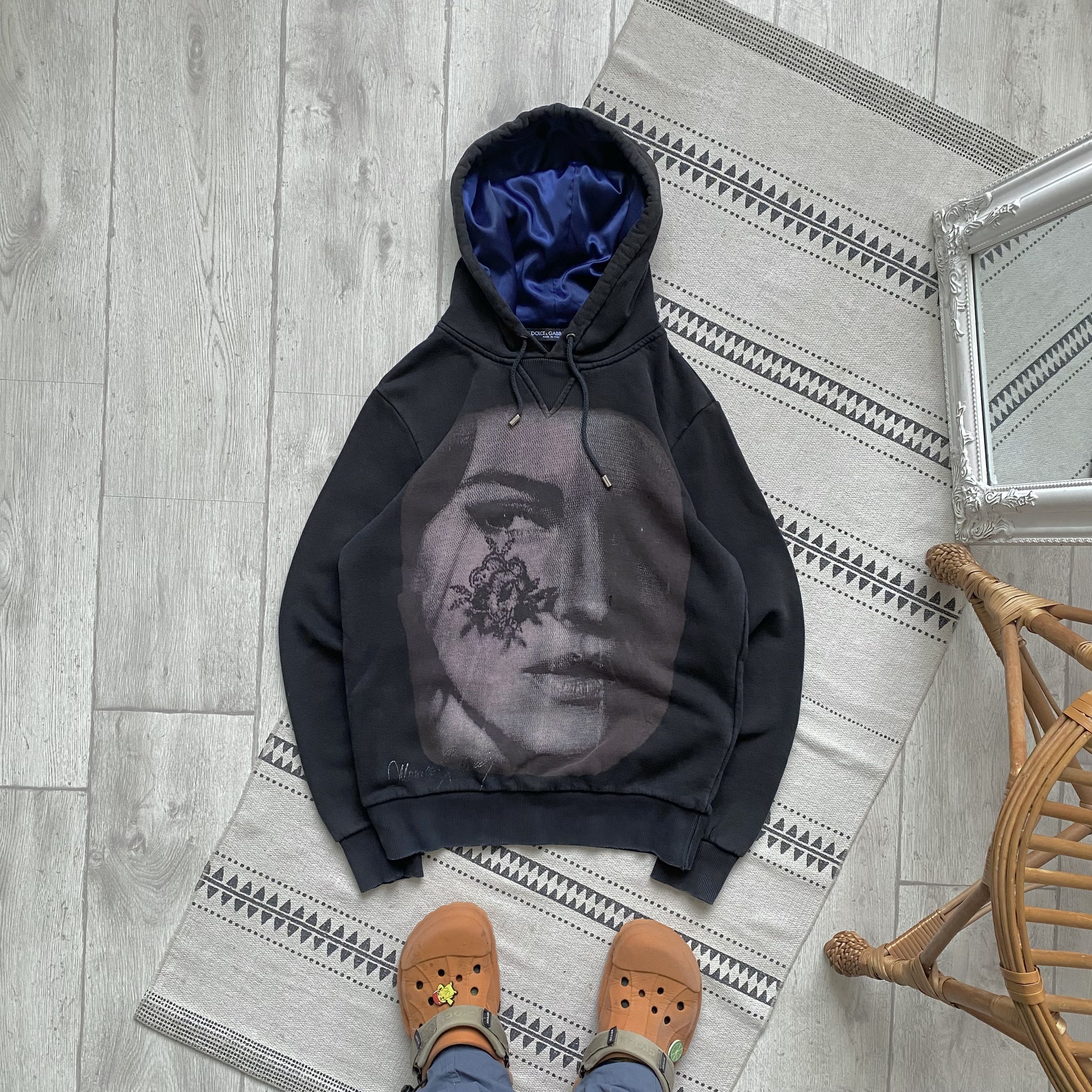 Pre-owned Dolce & Gabbana Vintage Trashed  Art Hoodie Big Logo Luxury In Black