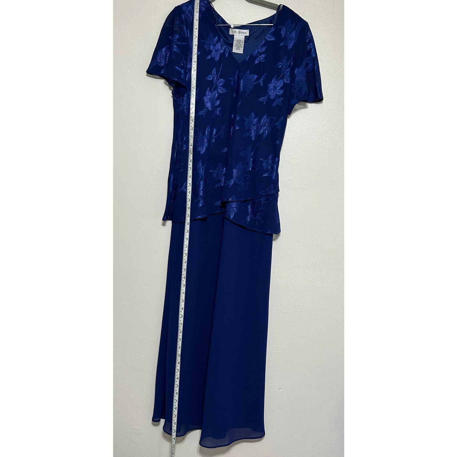 Other Citi Blue Floral Maxi Dress Size 14 Vintage 90s Chiffon Size XL / US 12-14 / IT 48-50 - 3 Thumbnail