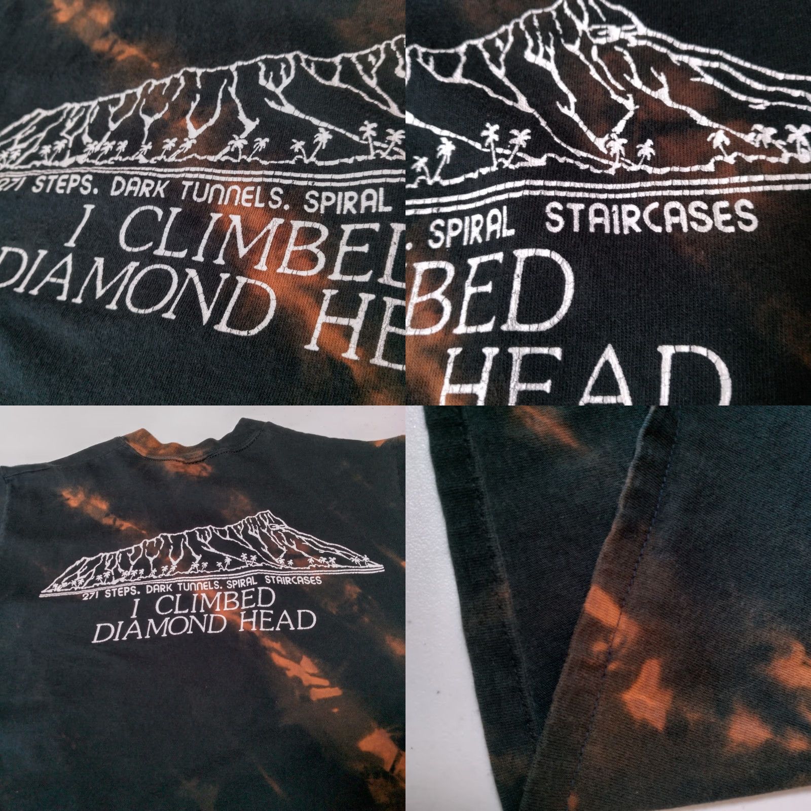 Jerzees VINTAGE JERZEES Bleach Dyed Hawaiian Shirt M Black I Climbed Diamond Head Cropped Womens Size M / US 6-8 / IT 42-44 - 8 Thumbnail