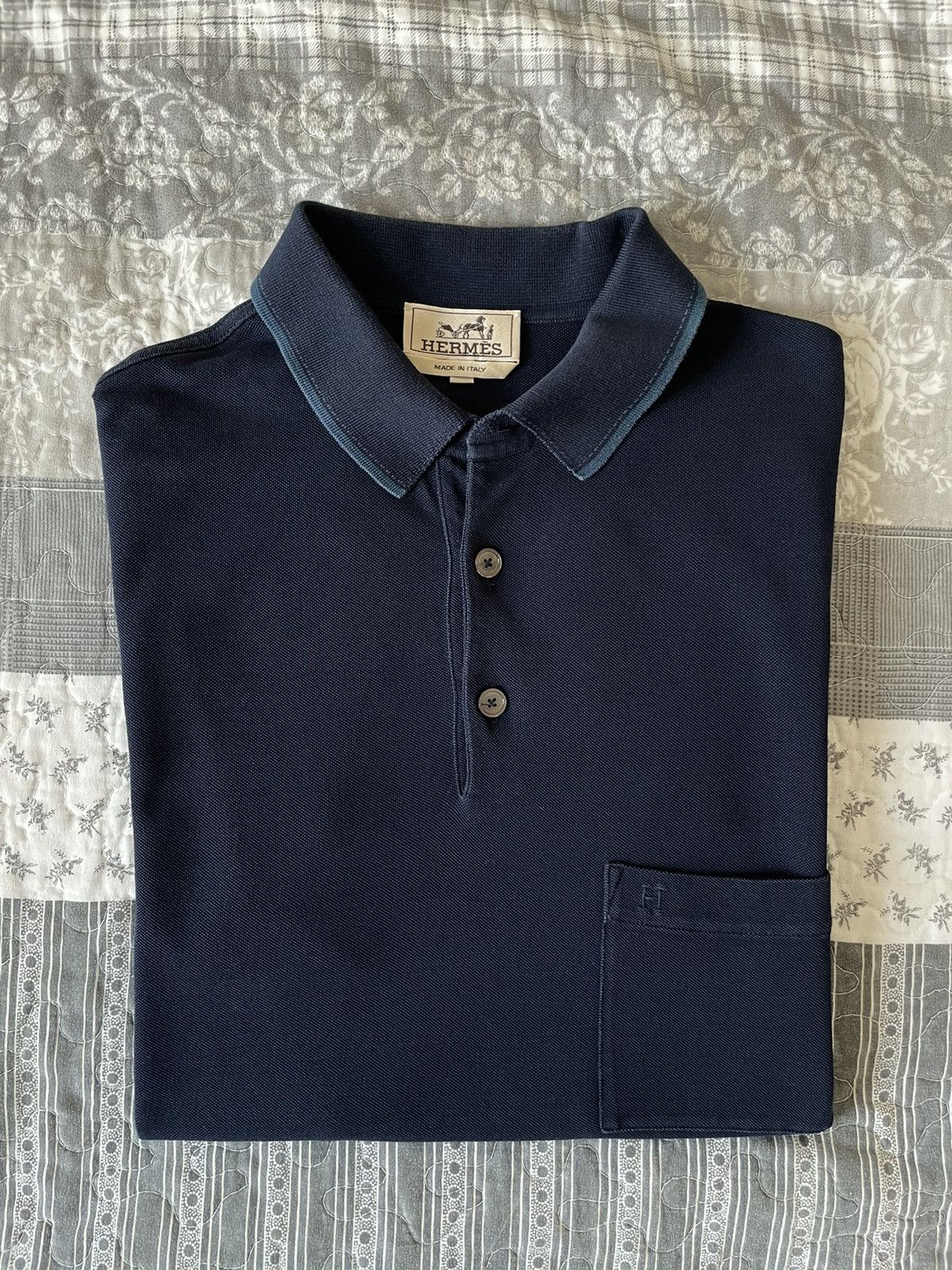 Hermes Hermes blue polo H logo pocket M Medium | Grailed