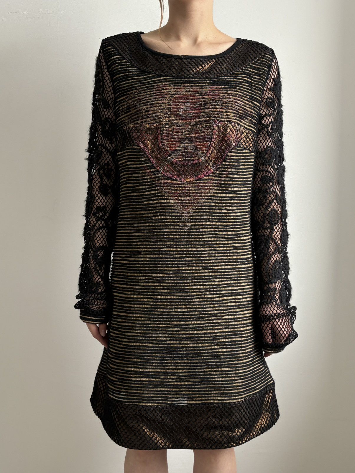 Other Save The Queen Dress Black Mesh Metallic Copper Boho Printed Size XL / US 12-14 / IT 48-50 - 4 Thumbnail