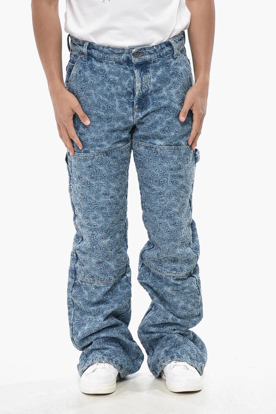 Off-White og1mm0526 Embroidered Denim Regular-Fit Jeans in Blue Size US 32 / EU 48 - 1 Thumbnail