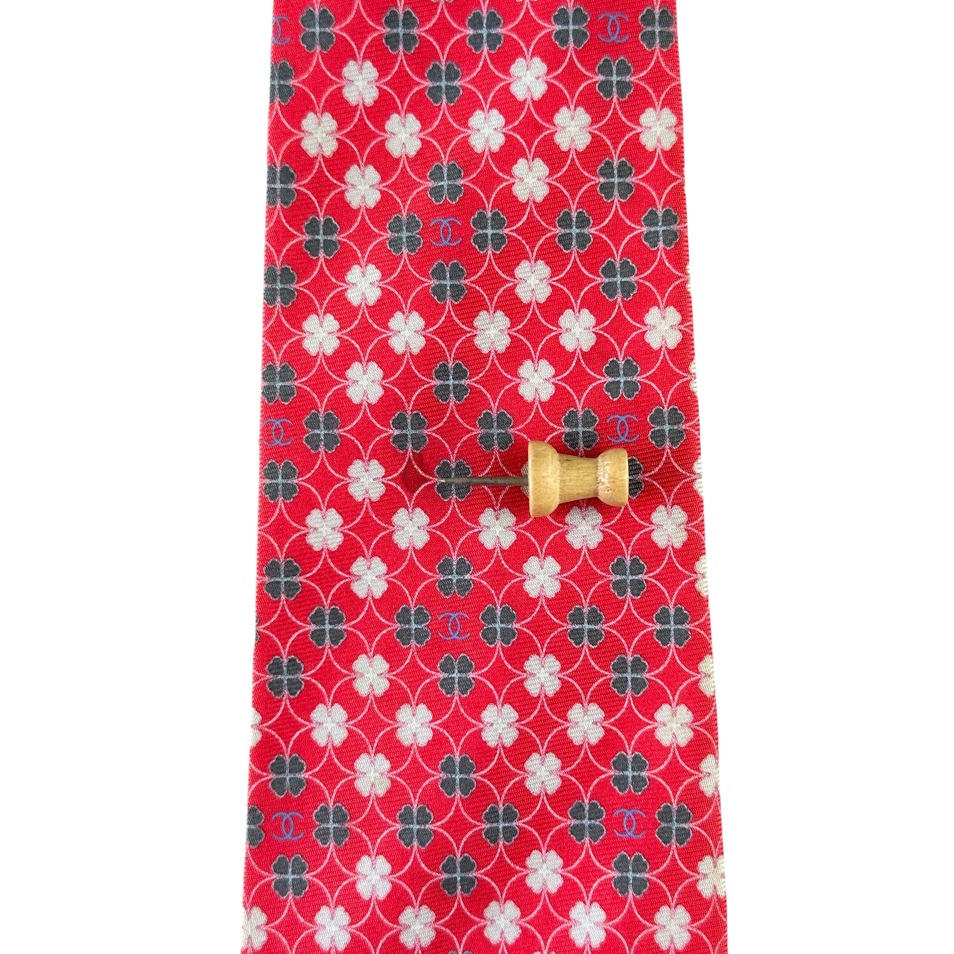 Chanel Silk Tie Pink with Clover leaf Size ONE SIZE - 6 Thumbnail