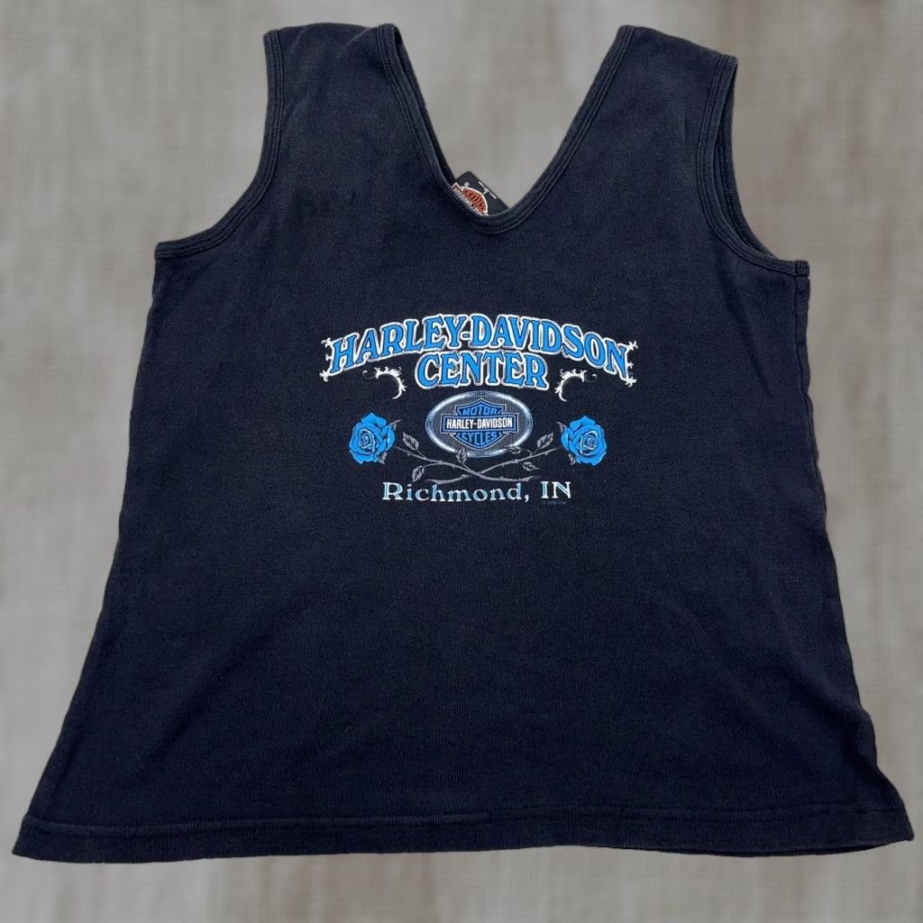 Harley Davidson VINTAGE Harley-Davidson Shirt Women L Black Tank Top V Neck Faded Tattoo Size L / US 10 / IT 46 - 1 Thumbnail
