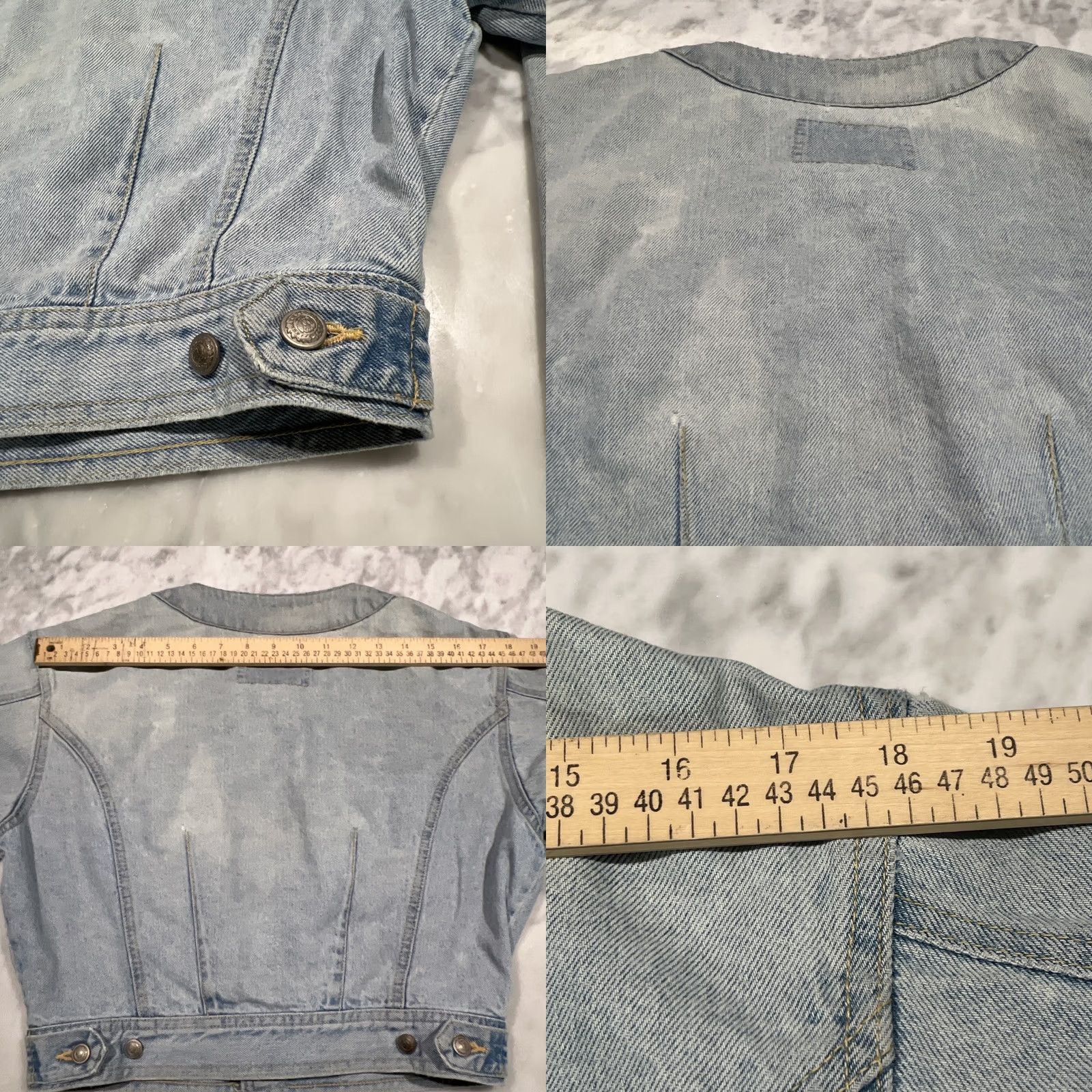 Denime VINTAGE Camel Road Denim Jacket Women’s M Short Trucker Faded Japanese Thrashed Biker 90s Pockets Size 32" / US 10 / IT 46 - 8 Thumbnail